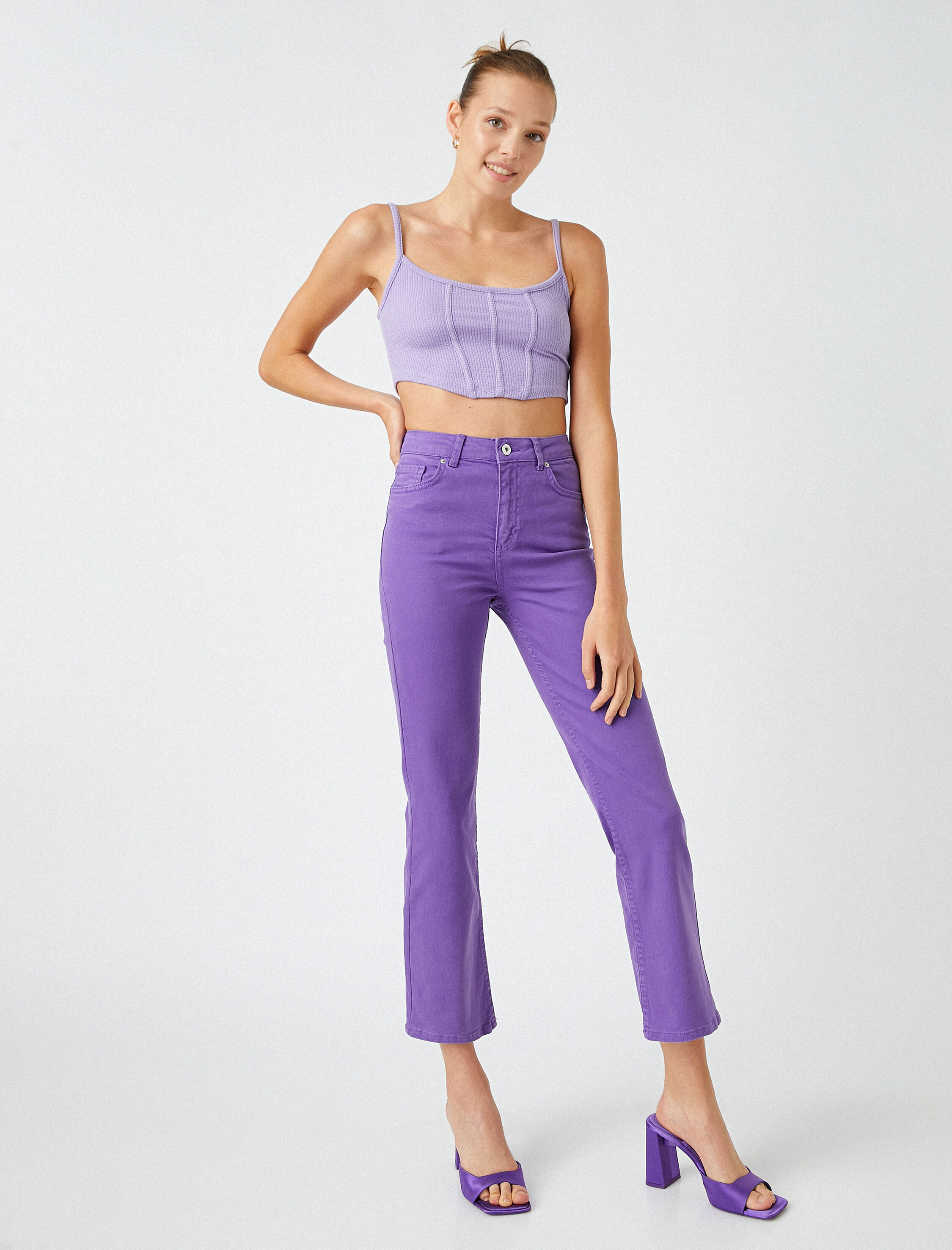   İspanyol Paça Kot Pantolon Yüksek Bel