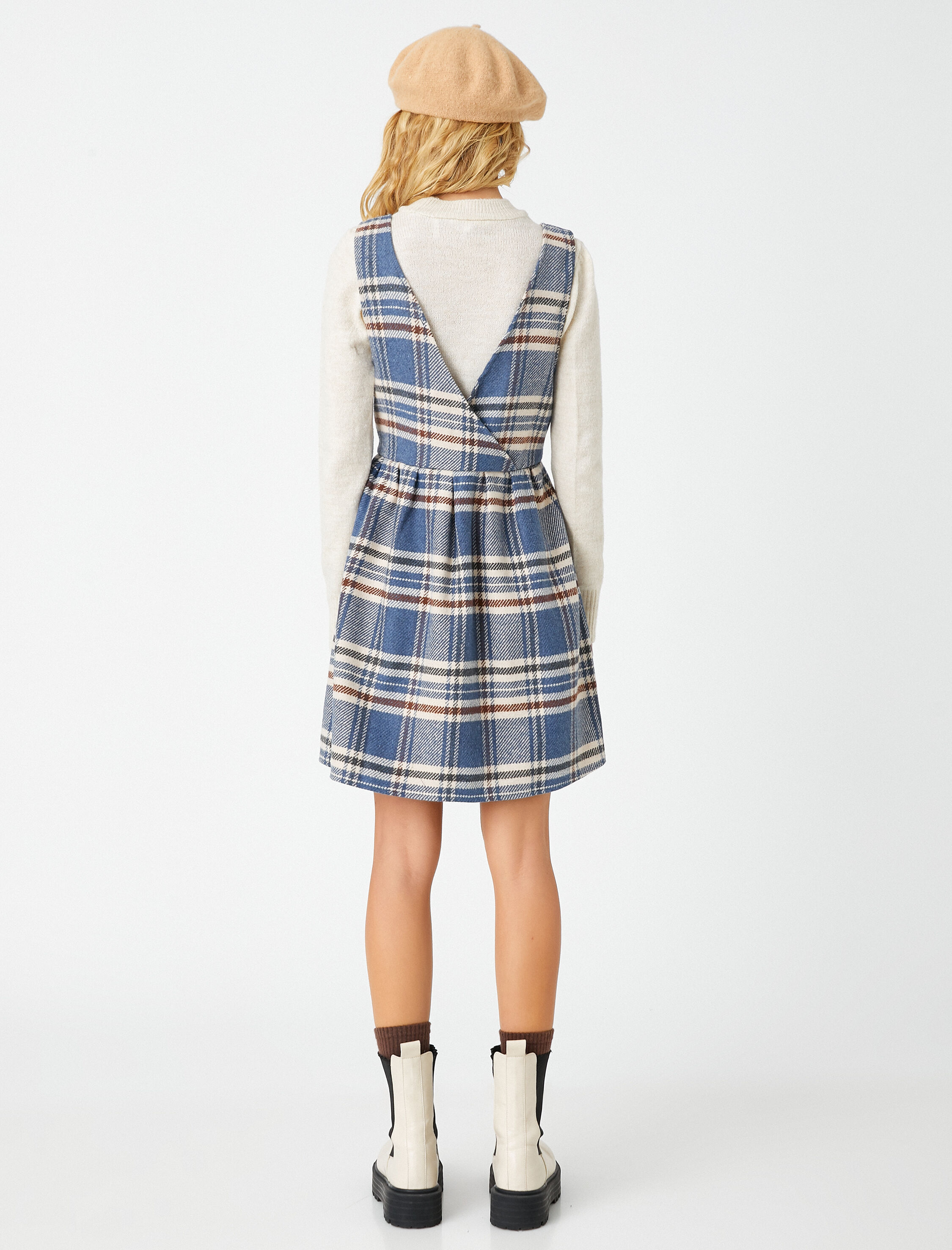   Desenli Salopet Elbise Jile Püskül Detaylı