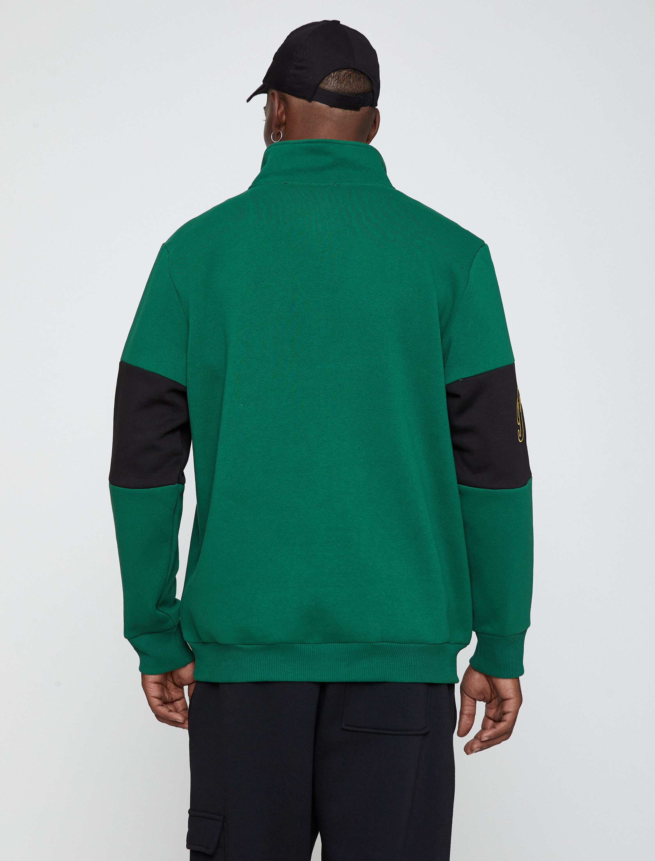   Kolej Baskılı Sweatshirt Şardonlu Dik Yaka