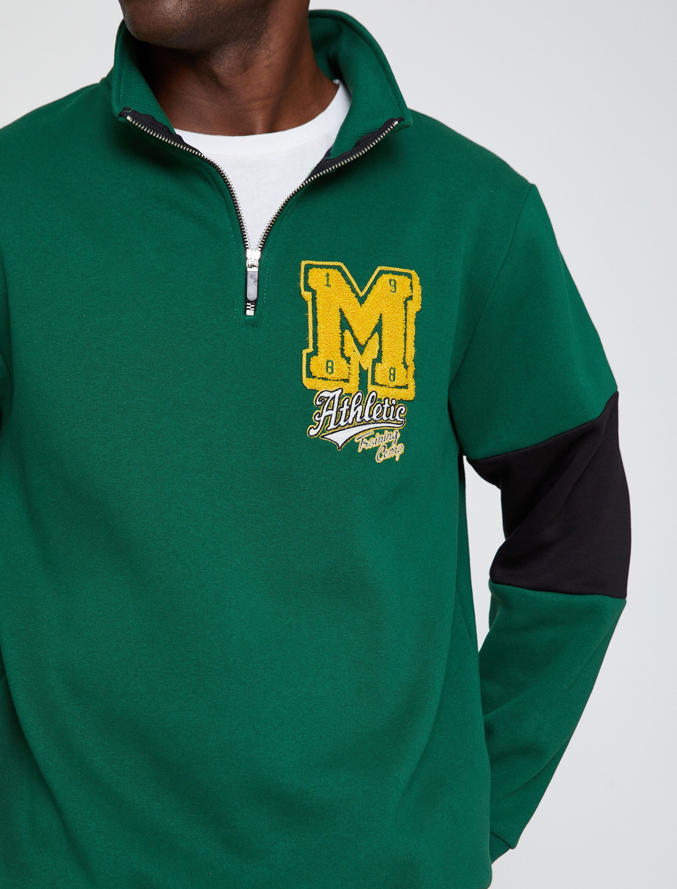   Kolej Baskılı Sweatshirt Şardonlu Dik Yaka