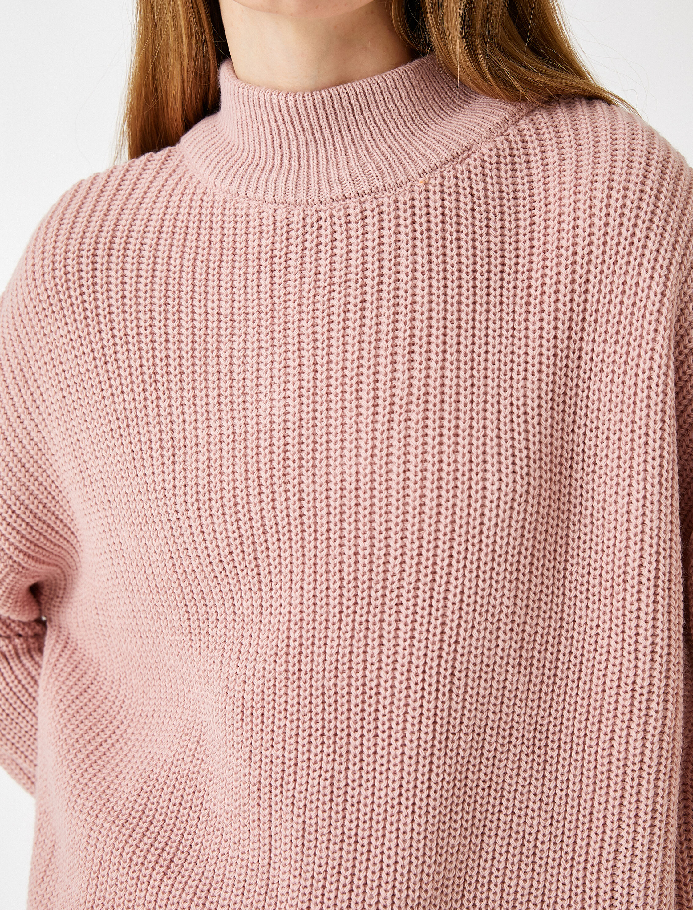   Dik Yaka Oversize Triko Kazak Kaşmir Dokulu