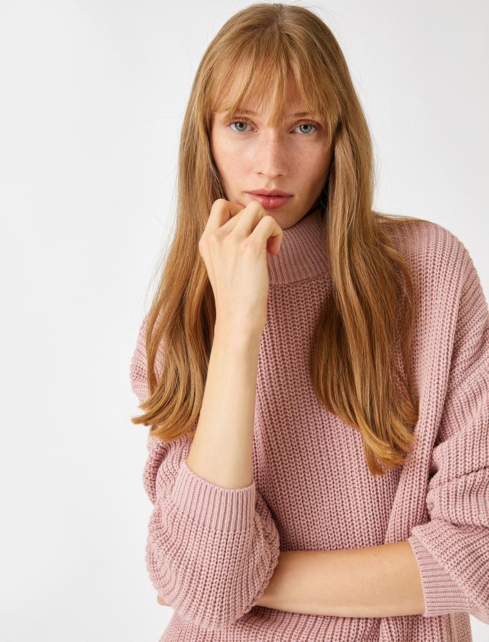  Dik Yaka Oversize Triko Kazak Kaşmir Dokulu