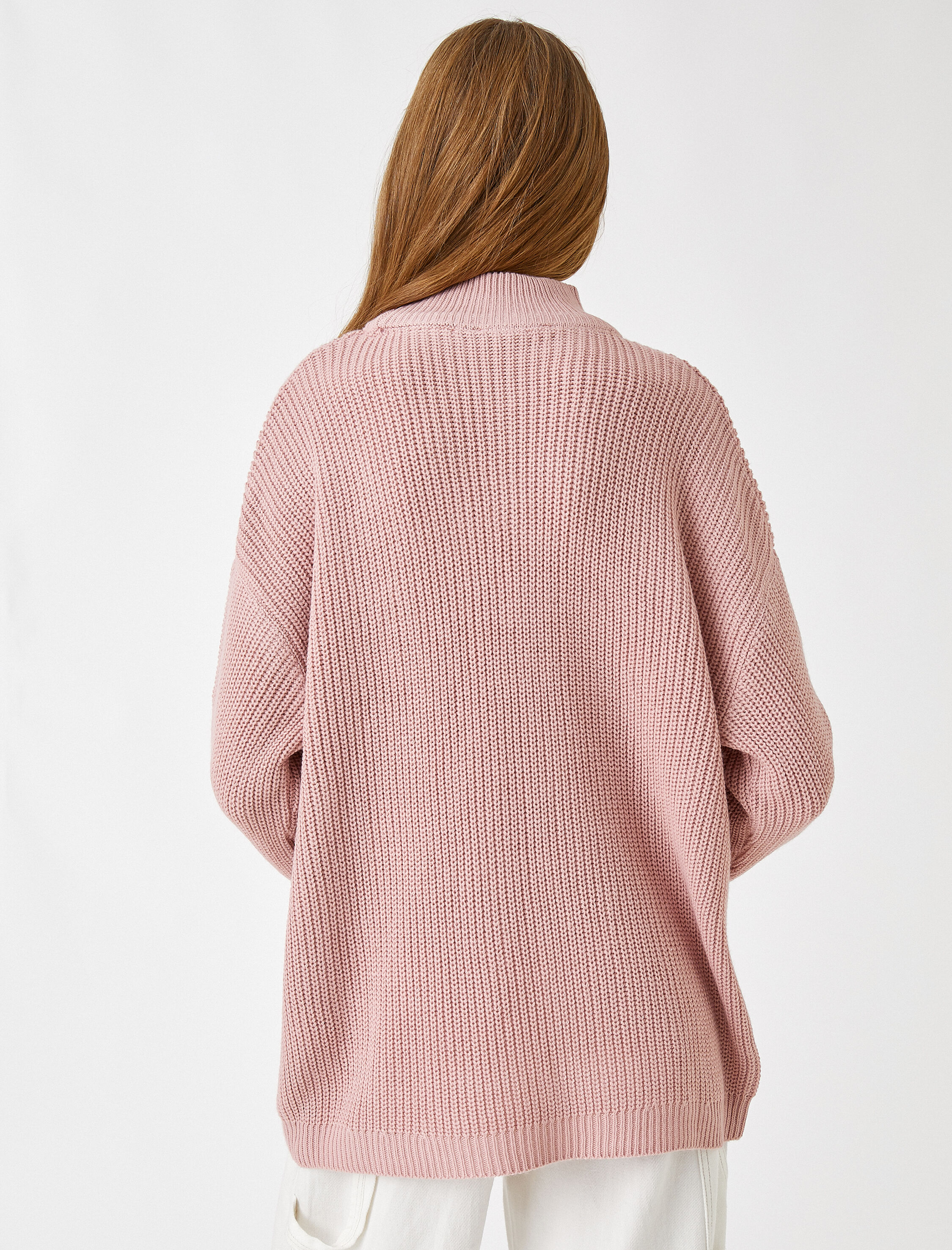   Dik Yaka Oversize Triko Kazak Kaşmir Dokulu