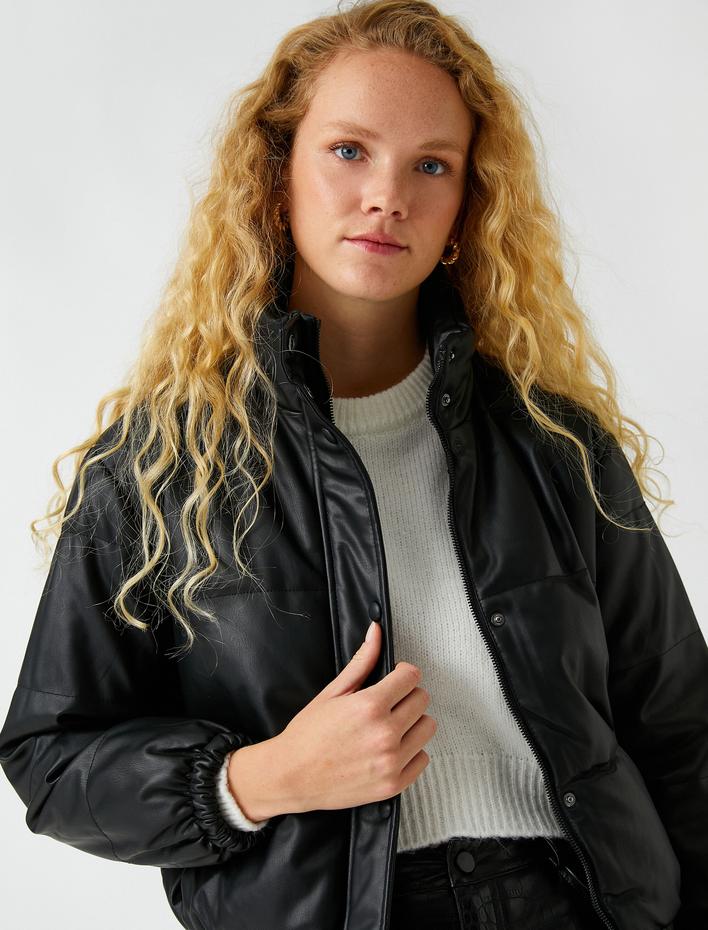  Suni Deri Şişme Mont