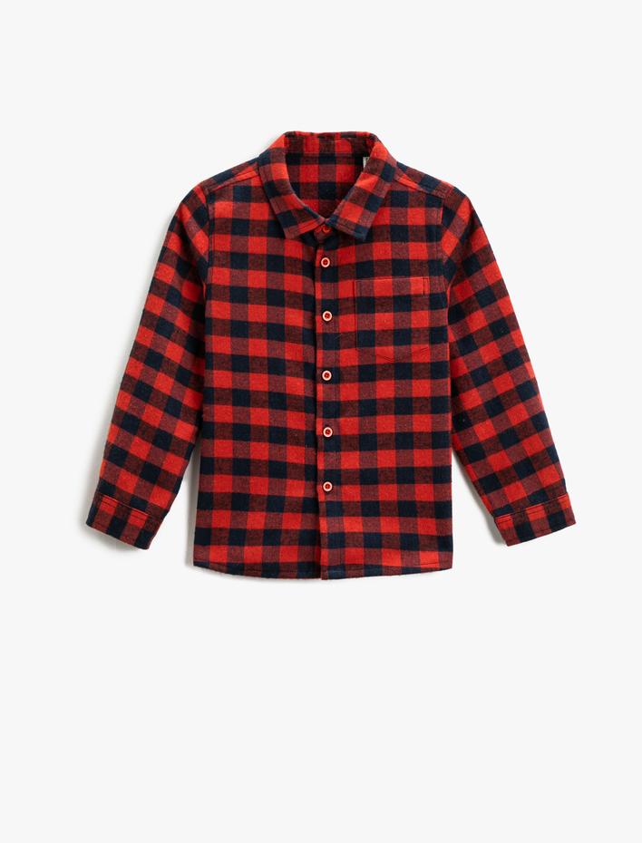 Erkek Bebek Oduncu Gömleği Tek Cepli