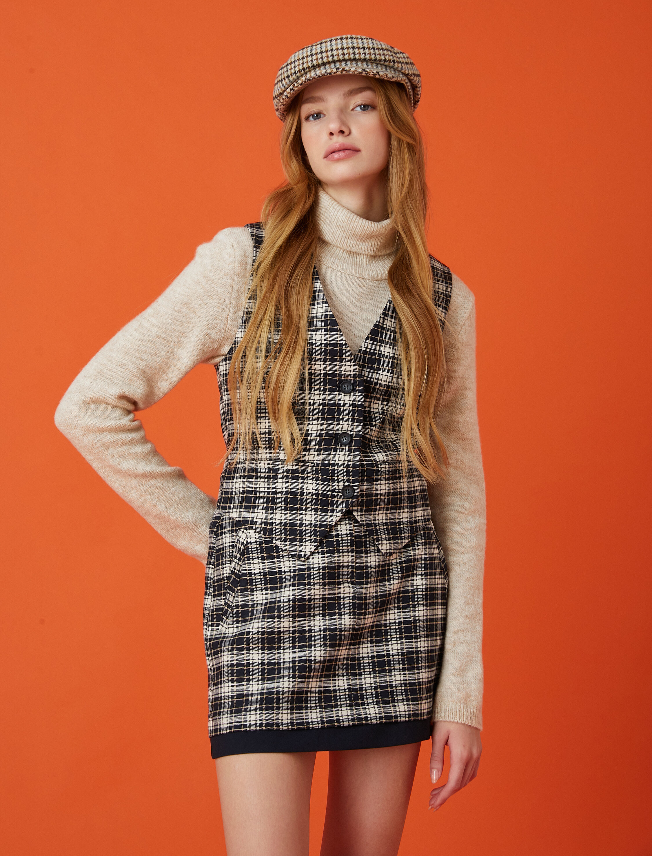   Ekoseli Düğmeli Yelek