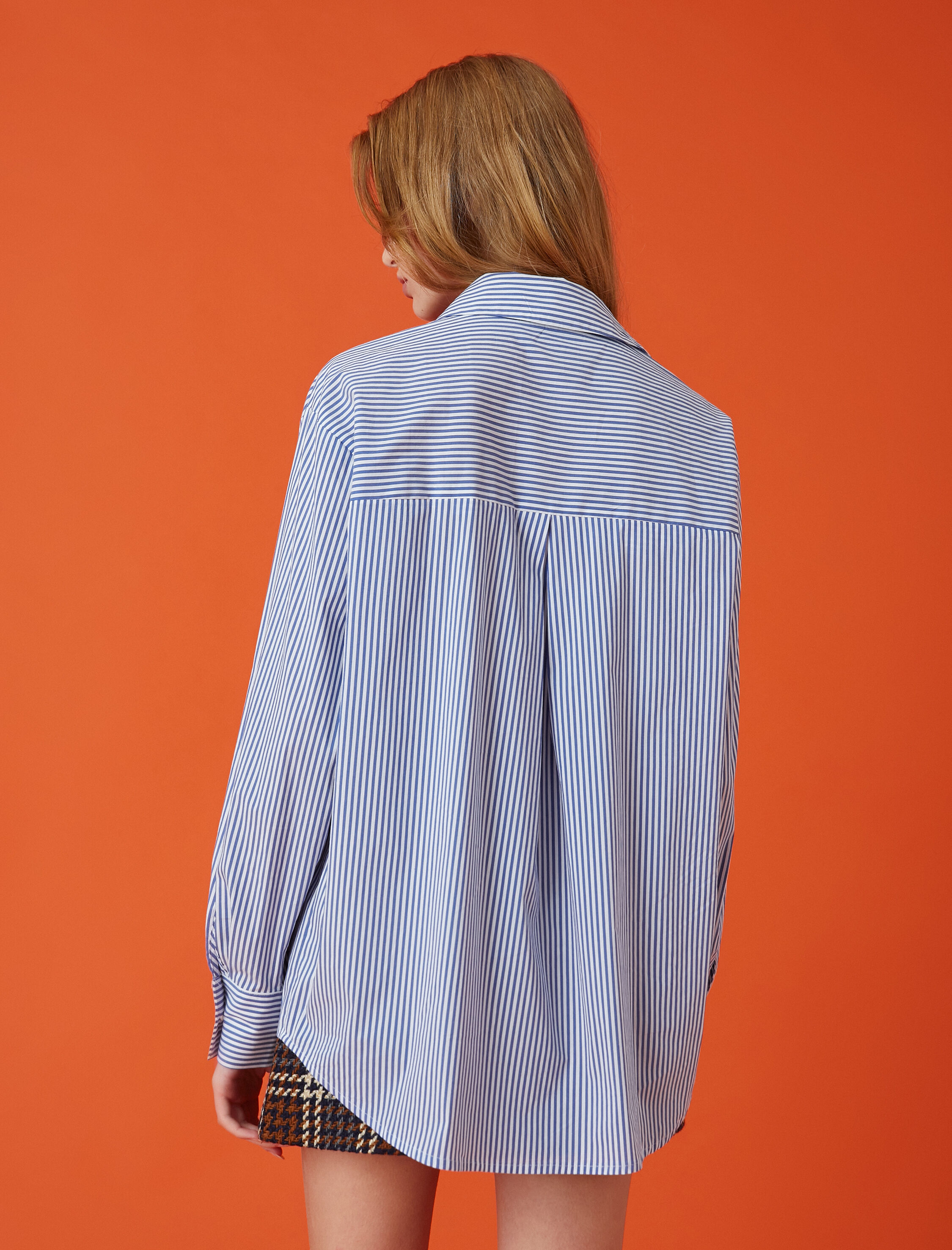   Oversize Cep Detaylı Poplin Gömlek
