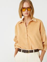 Düğmeli Kadife Gömlek