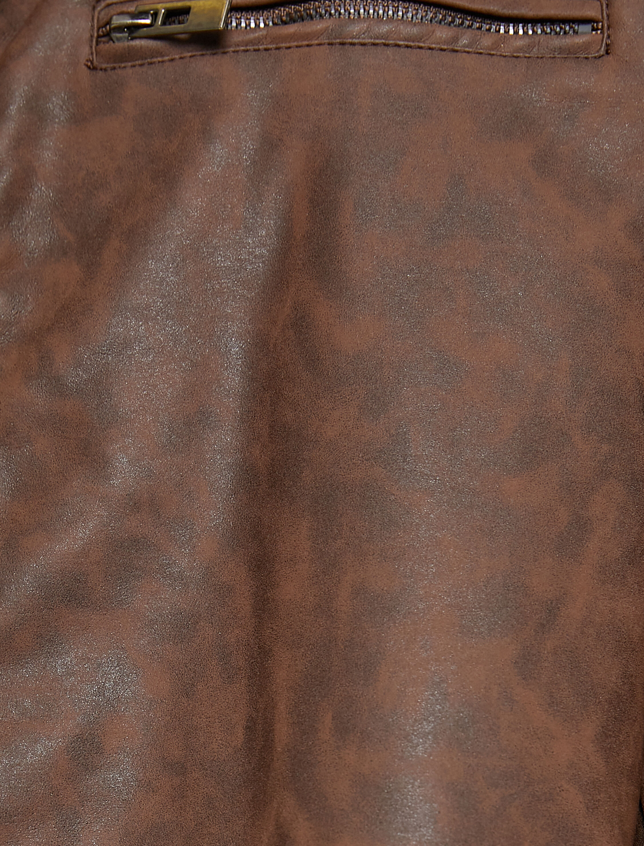   Deri Görünümlü Ceket Kapşonlu Fermuarlı Su Geçirmez