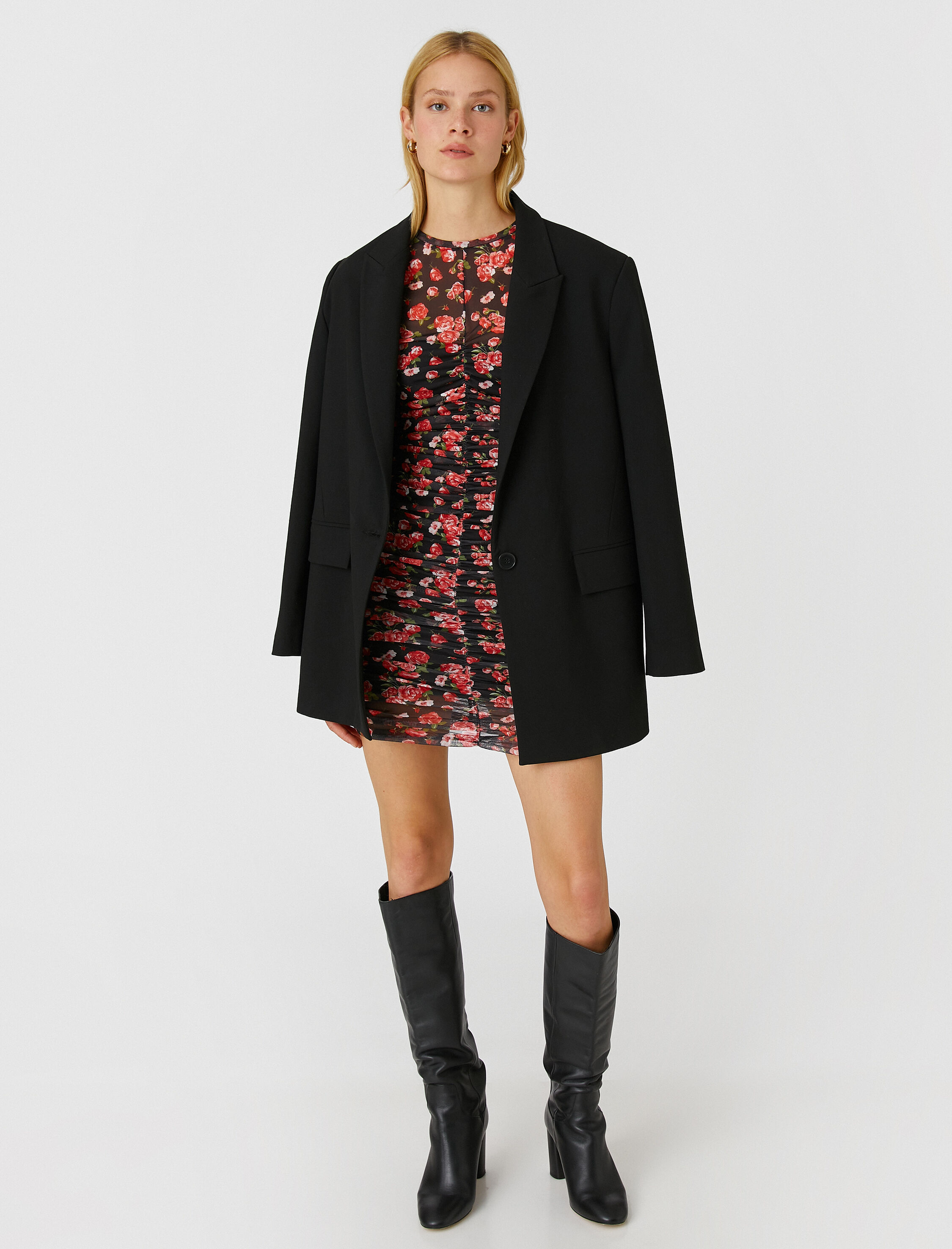   Çiçekli Mini Elbise