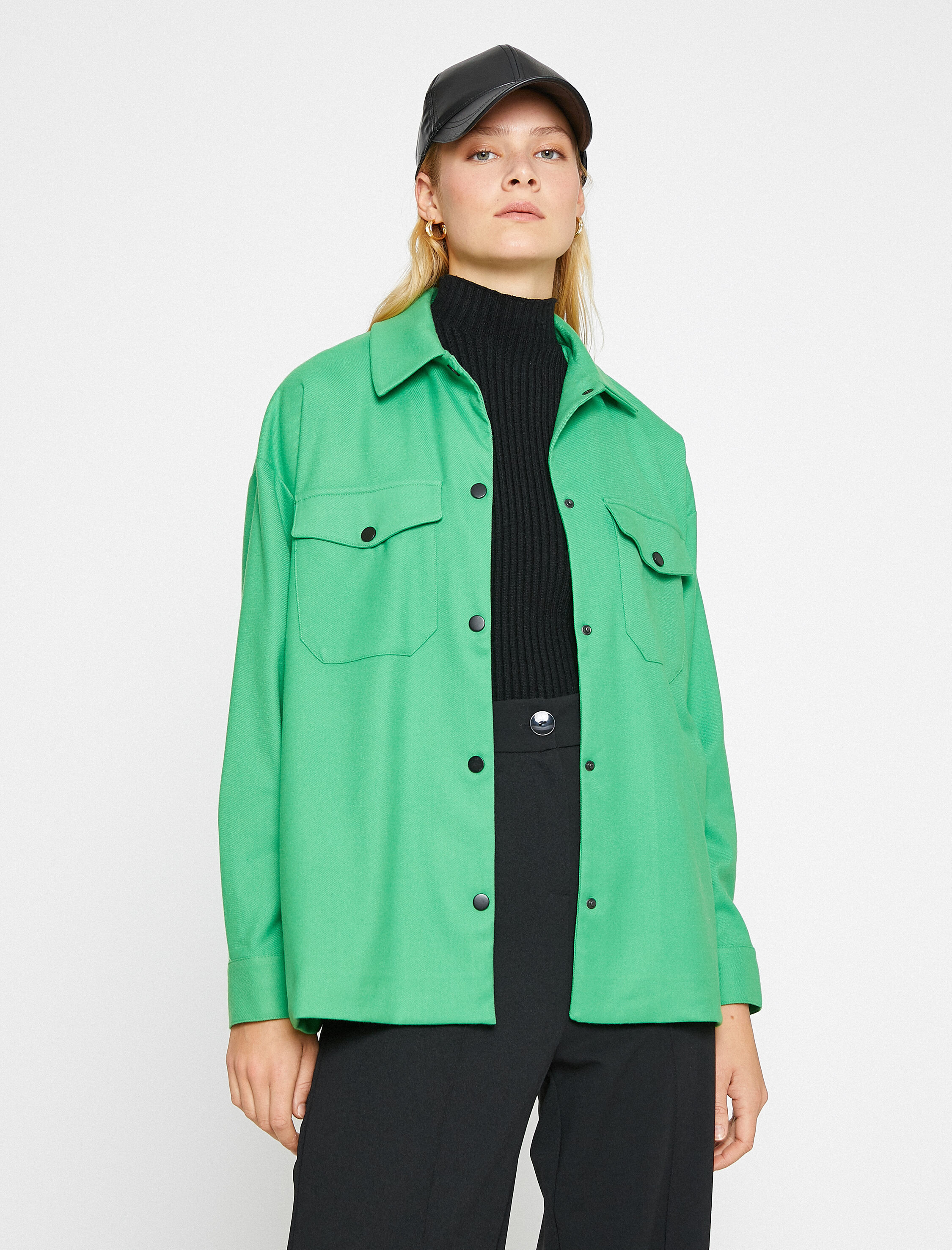   Uzun Kollu Gömlek Cepli Çıtçıtlı