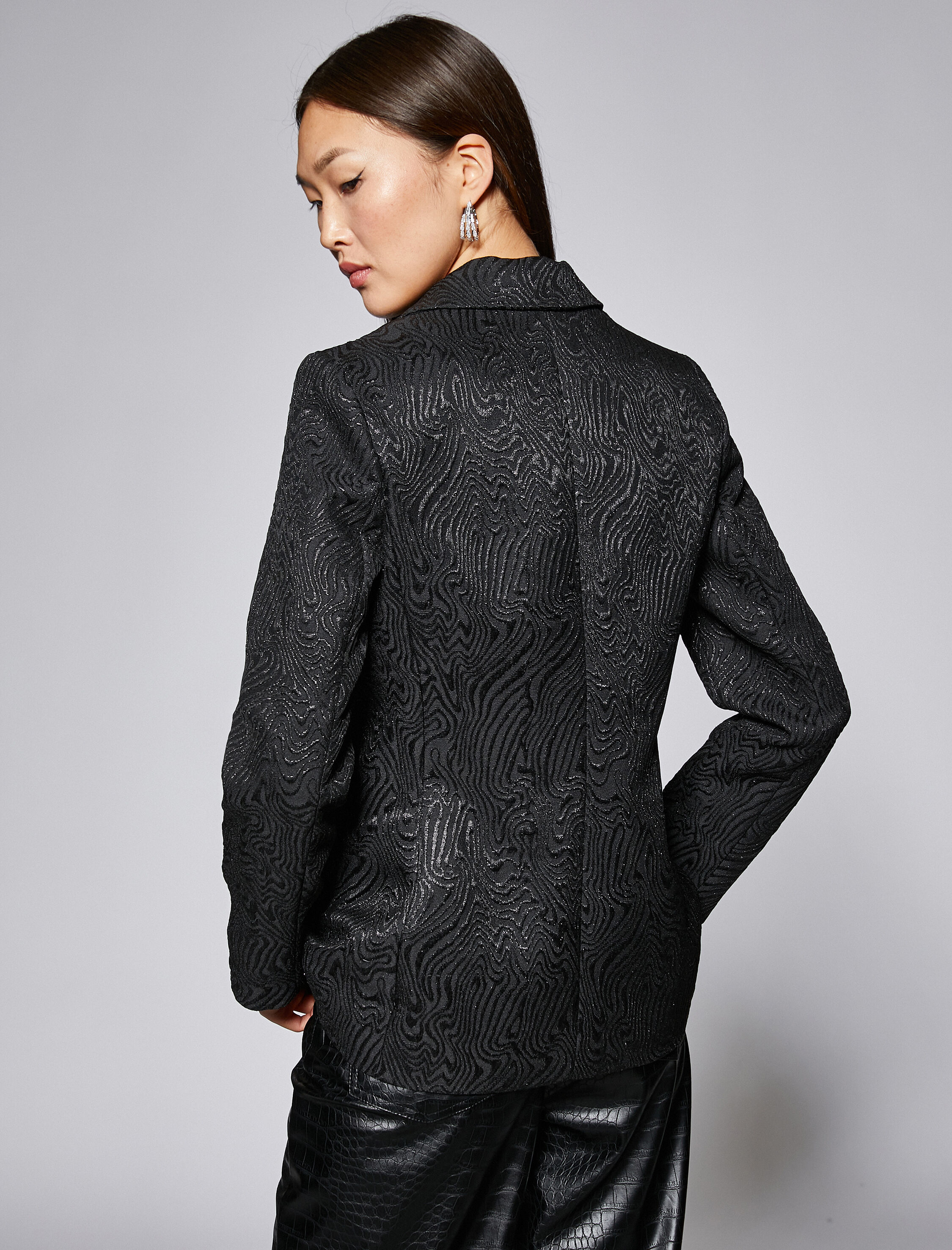 Jakarlı Blazer Ceket Taşlı Düğmeli