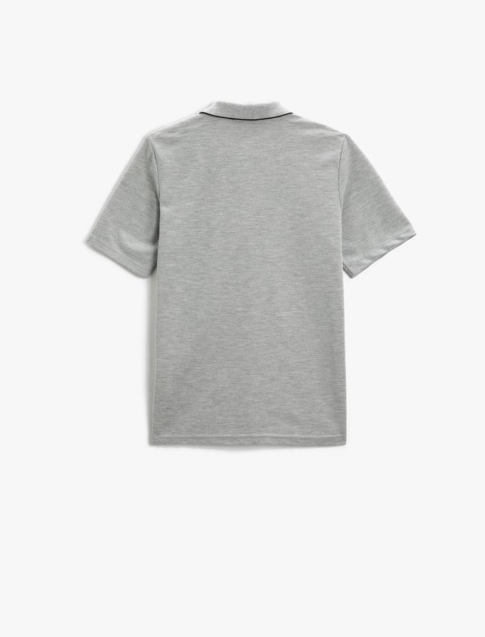  Polo Yaka Tişört Slim Fit Kısa Kollu Düğmeli