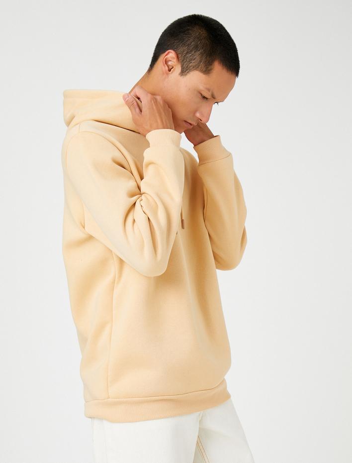  Basic Şardonlu Kapşonlu Sweatshirt