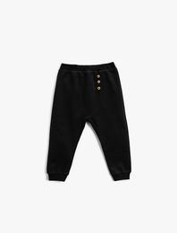 Jogger Eşofman Altı Düğme Detaylı Beli Lastikli