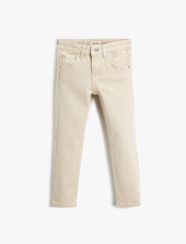 Erkek Çocuk Kot Pantolon Düz Paça Normal Bel - Straight Jean  Beli Ayarlanabilir Lastikli
