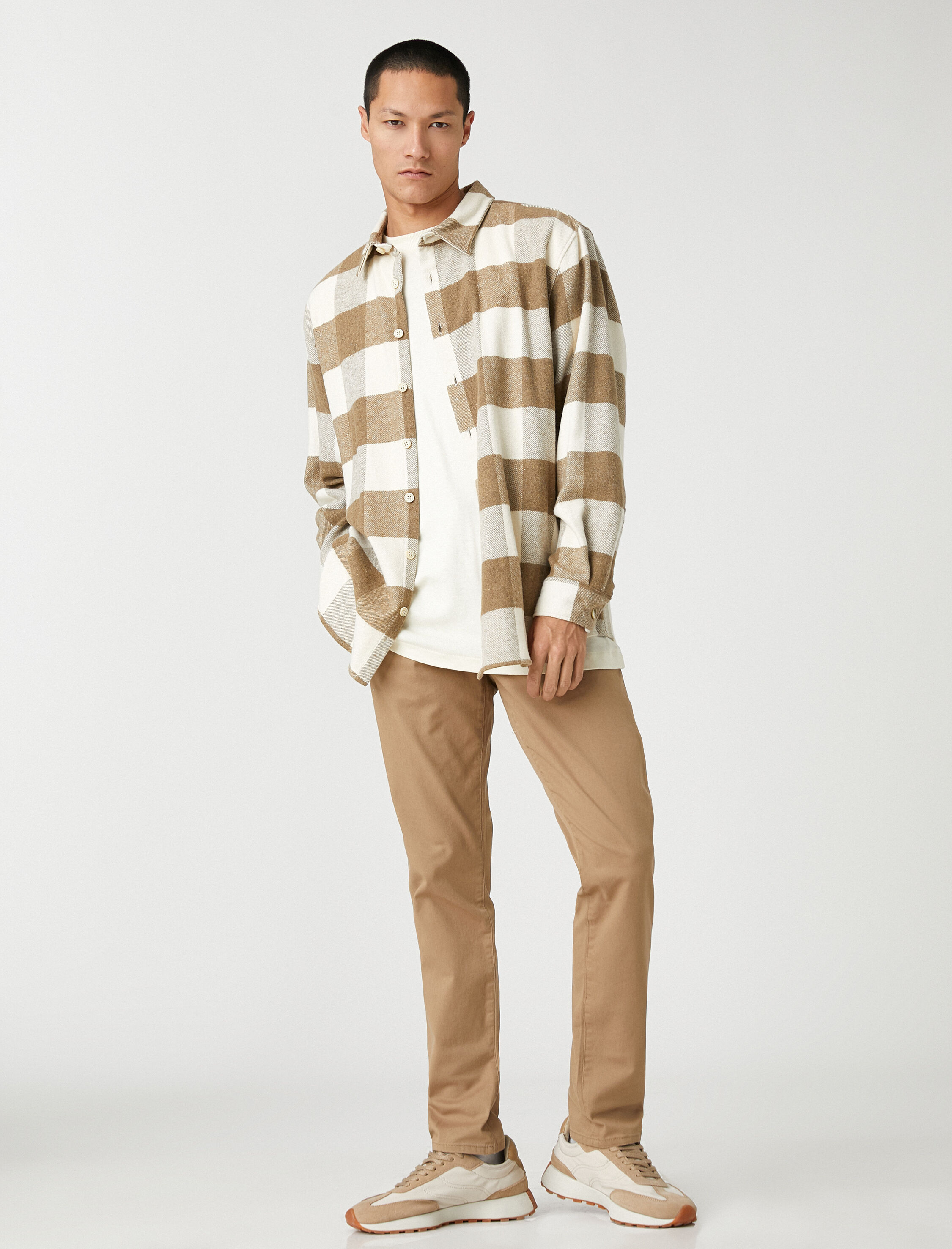   Basic Chino Pantolon Düğmeli Cep Detaylı