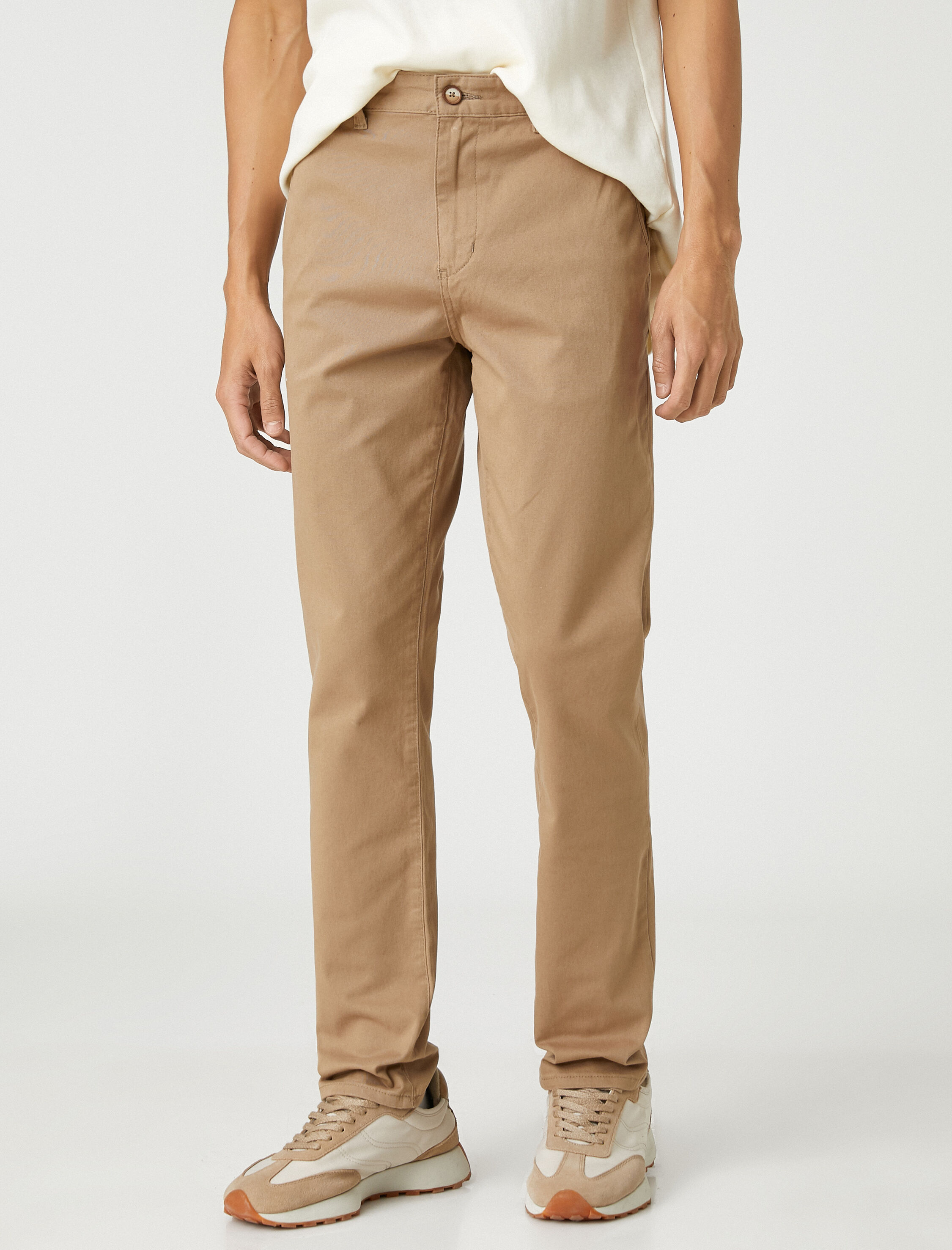   Basic Chino Pantolon Düğmeli Cep Detaylı