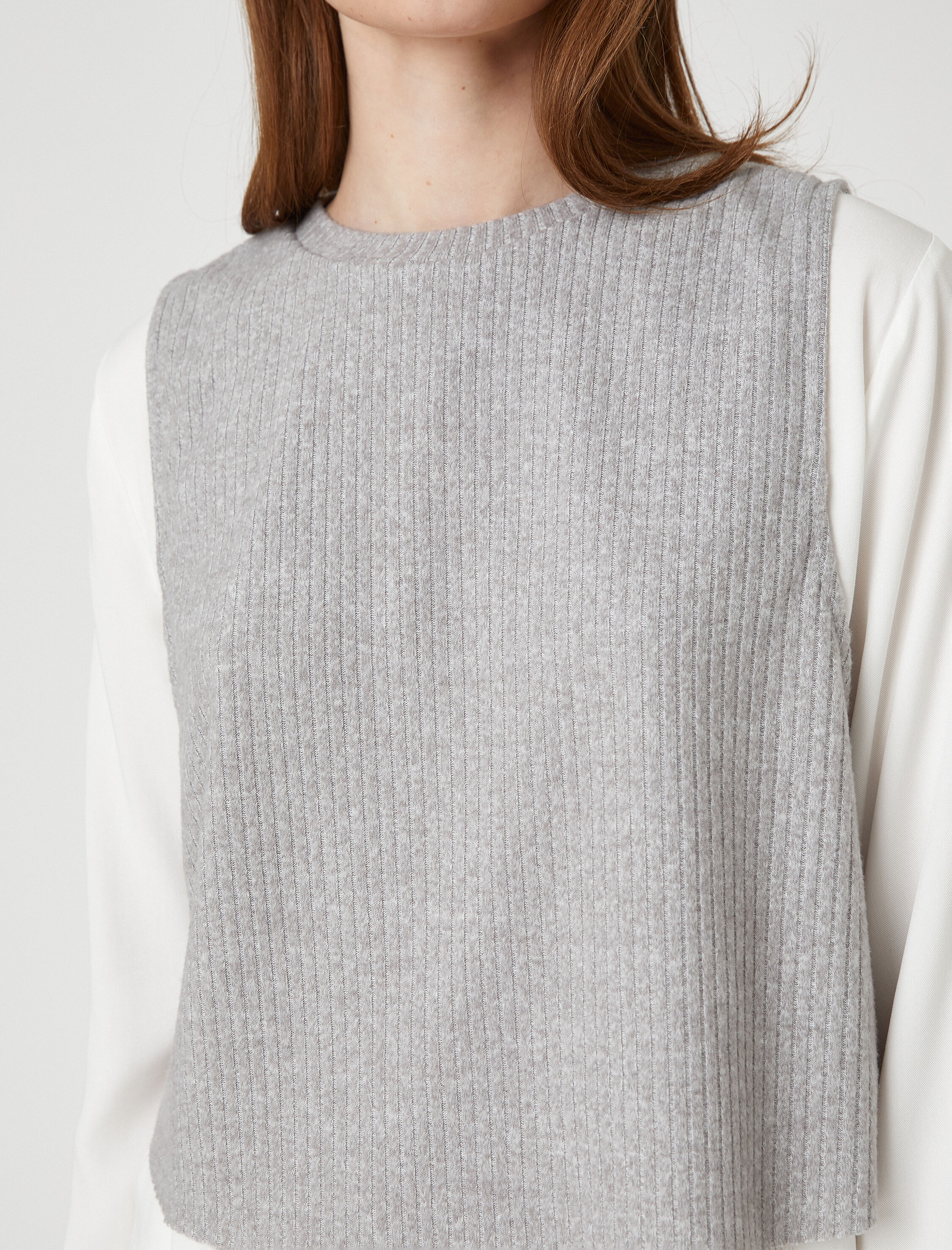   Triko Süveter Detaylı Gömlek Uzun Kollu