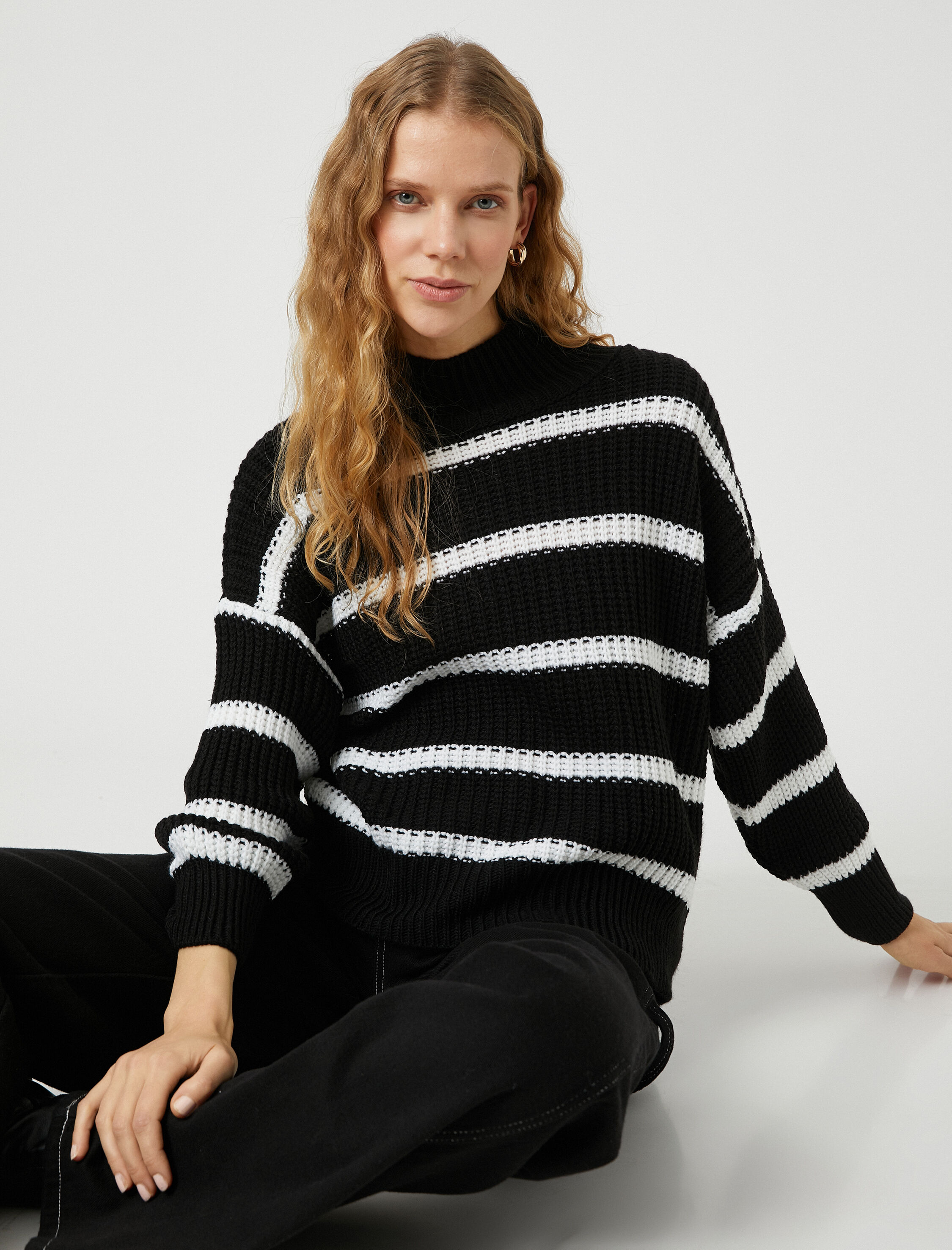   Oversize Triko Kazak Relax Fit Balıkçı Yaka Kaşmir Dokulu