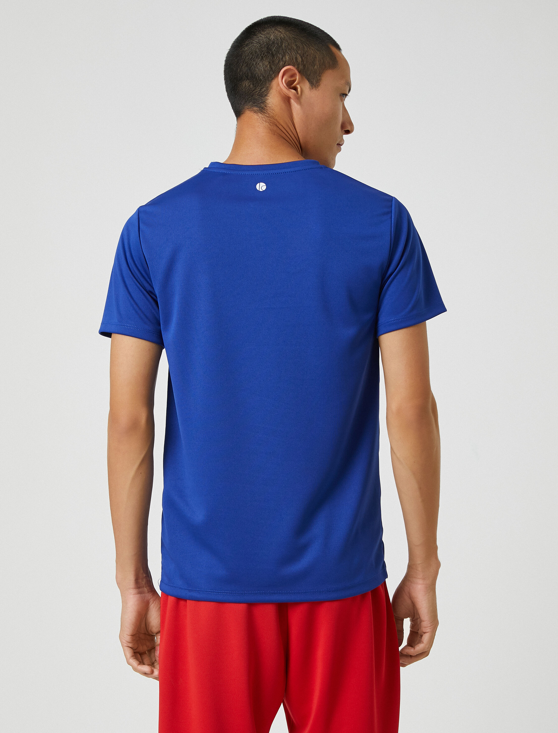   Spor Tişört Şerit Baskılı Bisiklet Yaka Nefes Alan Kumaş