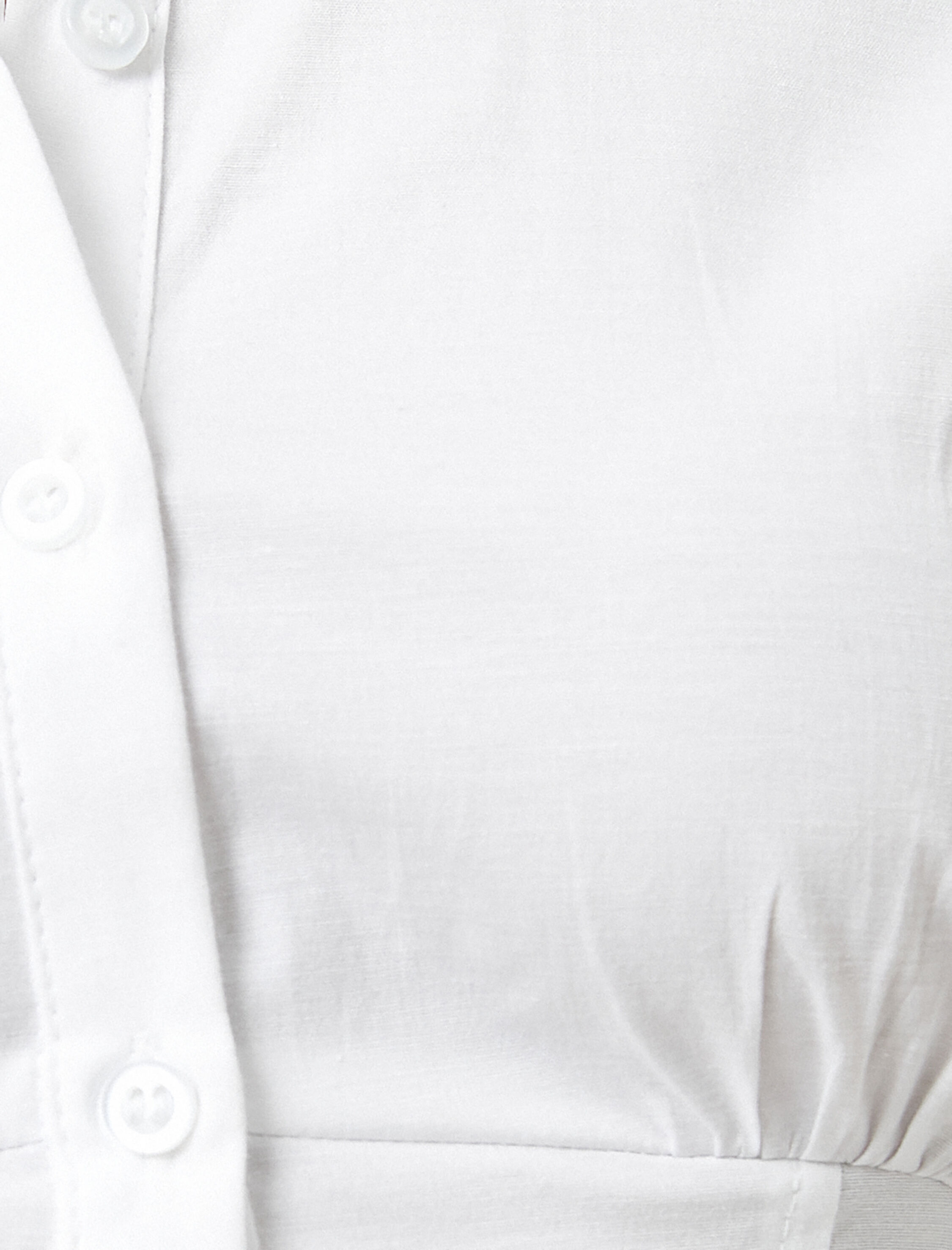   Crop Gömlek Korseli Uzun Kollu Klasik Manşet Yaka