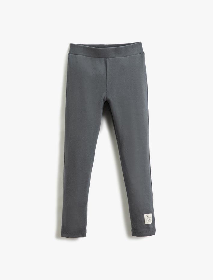 Kız Çocuk Basic Fitilli Tayt Pamuklu Beli Lastikli Etiket Detaylı