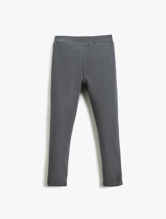 Kız Çocuk Basic Fitilli Tayt Pamuklu Beli Lastikli Etiket Detaylı