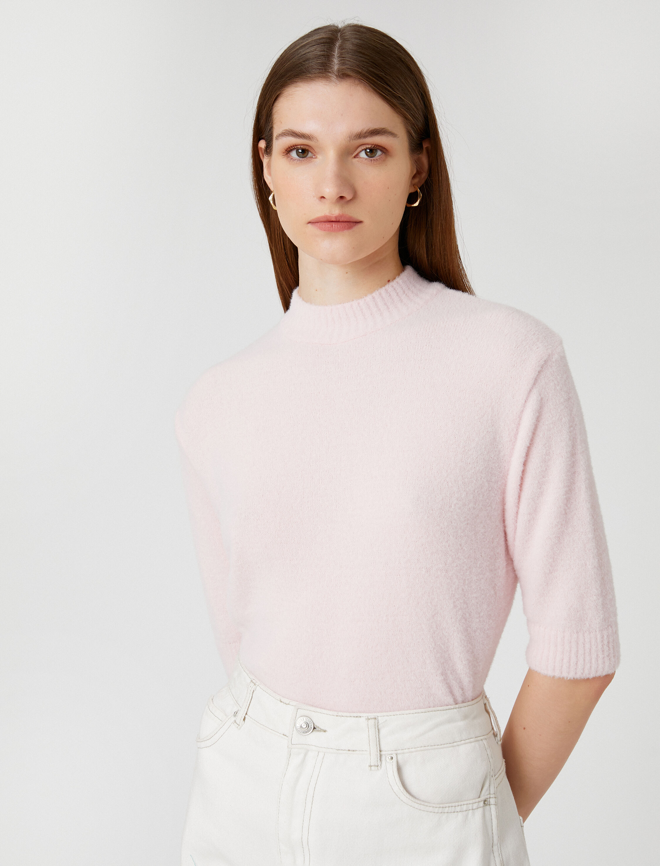 Yumuşak Dokulu Kazak Kısa Kollu Yarım Balıkçı Yaka