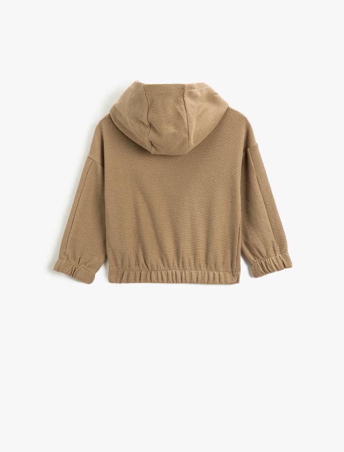 Erkek Bebek Dokulu Kapşonlu Basic Sweatshirt Manşetleri ve Beli Lastikli