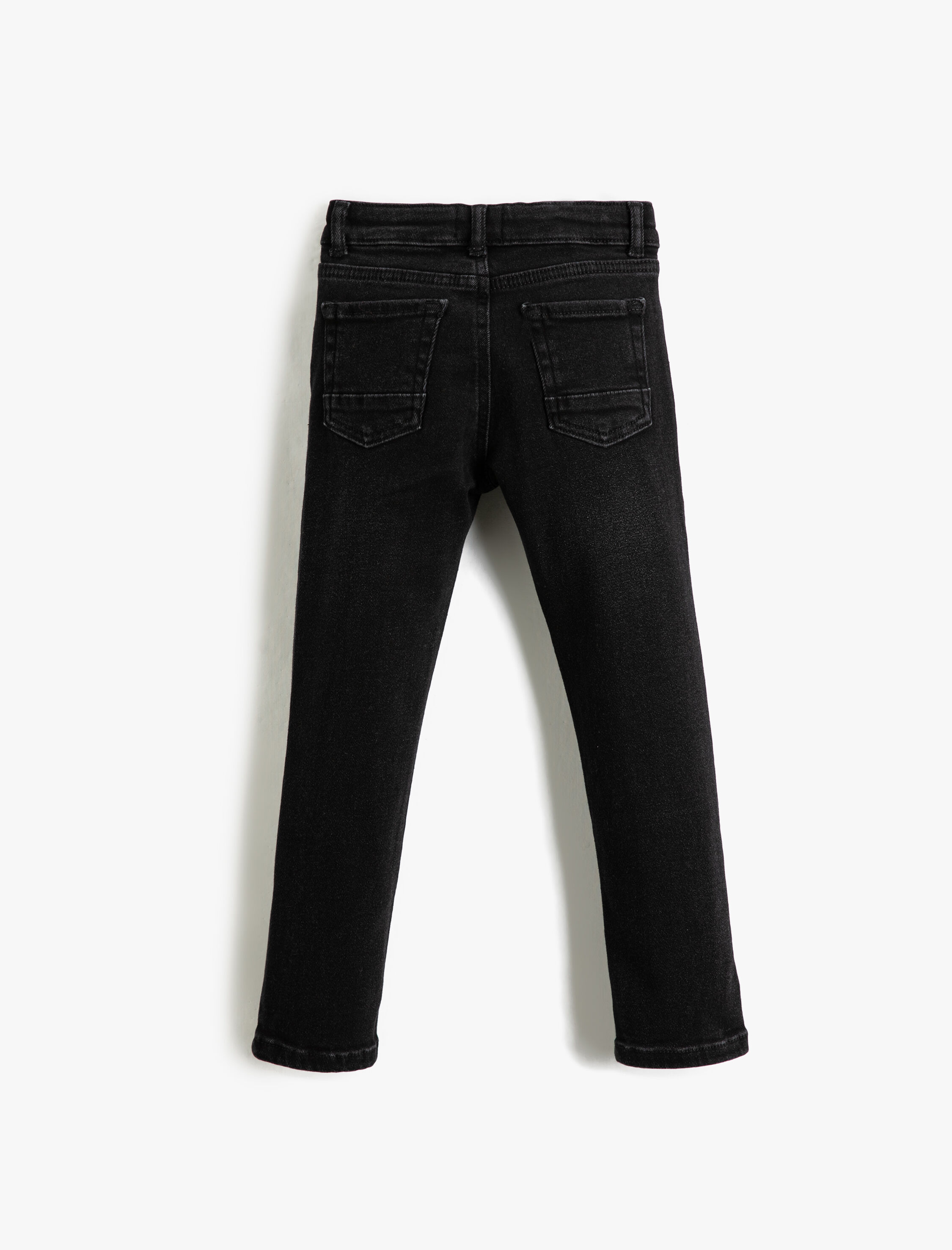  Erkek Çocuk Kot Pantolon Yıpratılmış Detaylı Pamuklu Cepli - Slim Jean  Beli Ayarlanabilir Lastikli