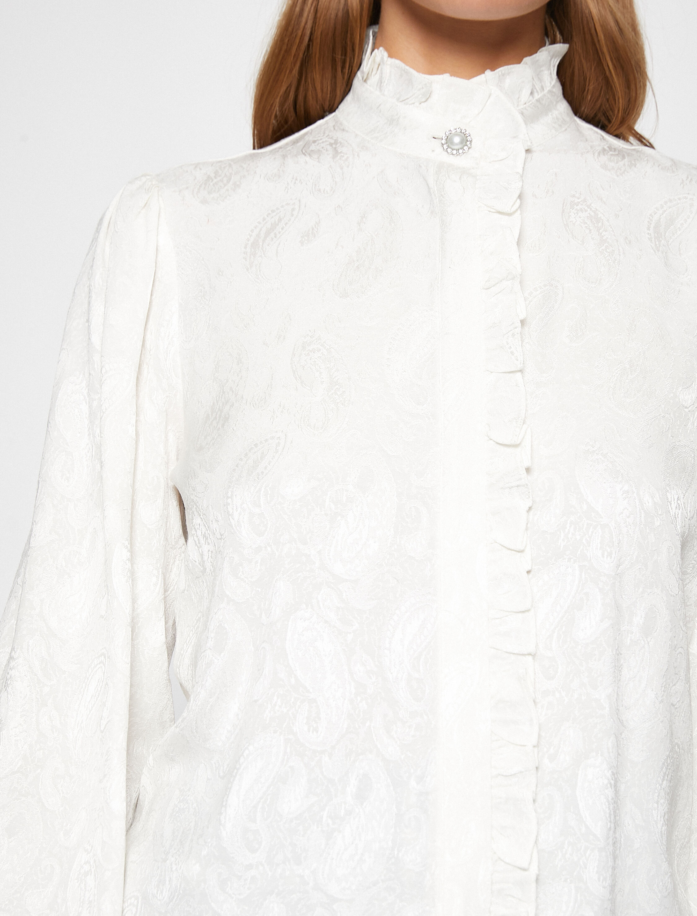   Melis Ağazat X Koton - Jakarlı Dik Yaka Gömlek