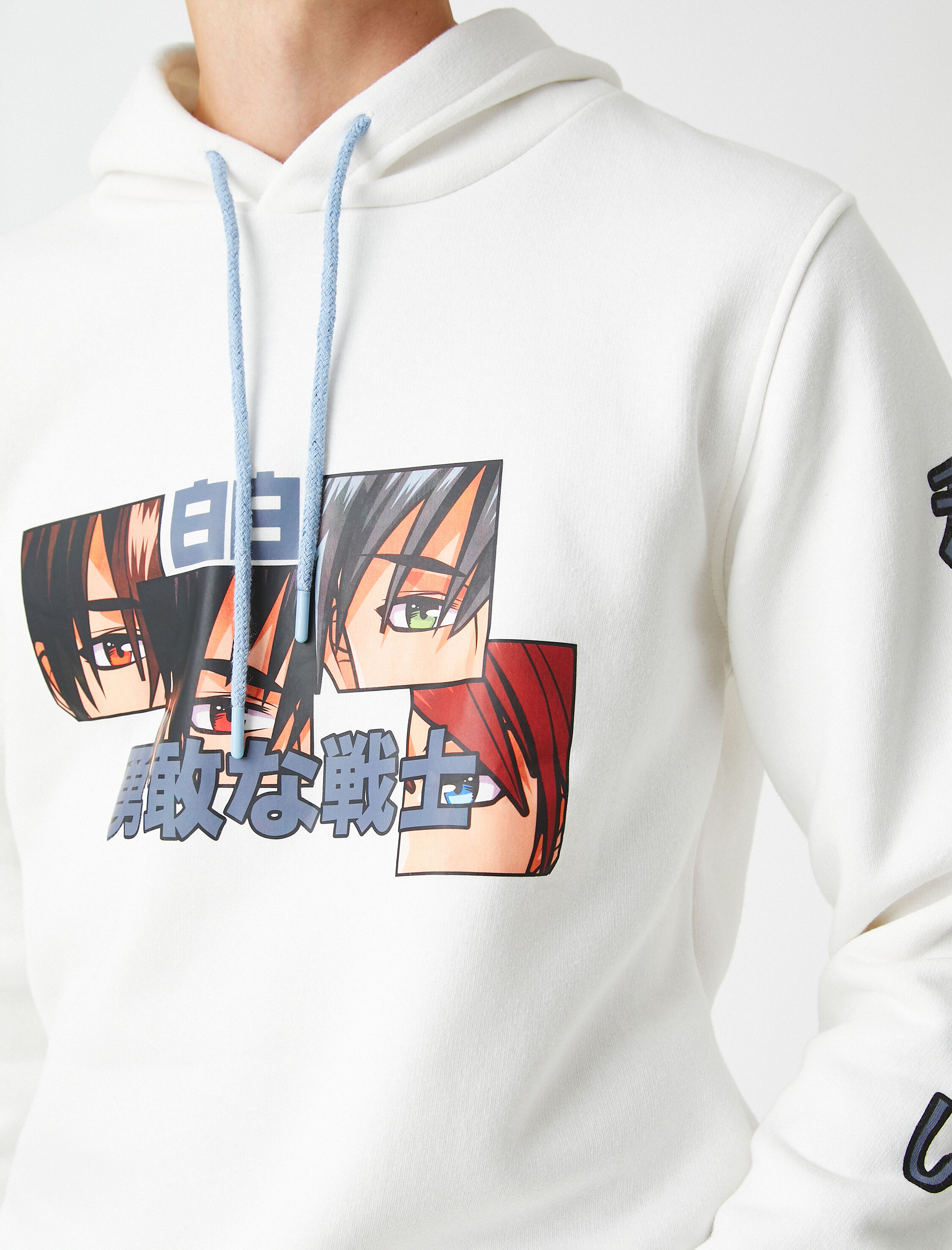   Anime Baskılı Kapşonlu Sweatshirt Şardonlu