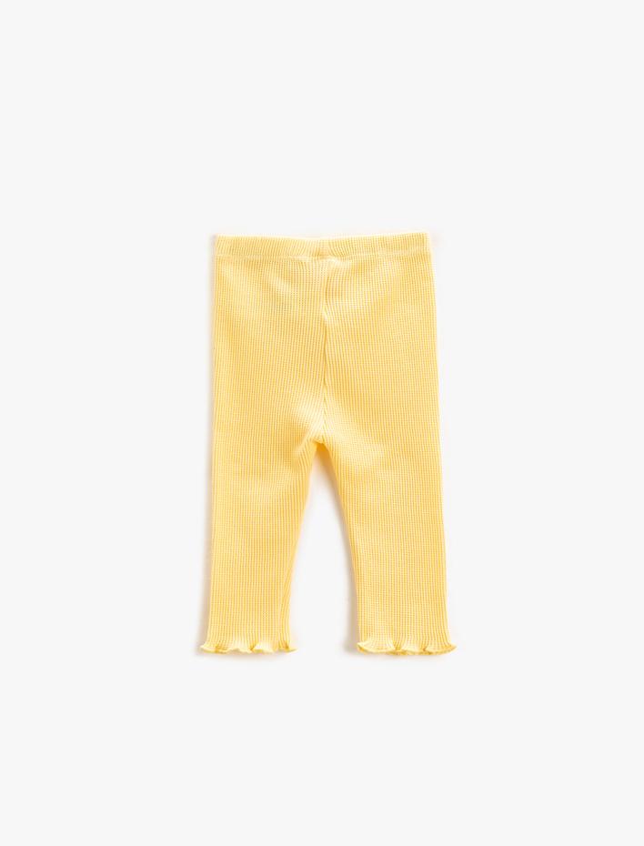 Kız Bebek Dokulu Basic Tayt Beli Lastikli Pamuklu