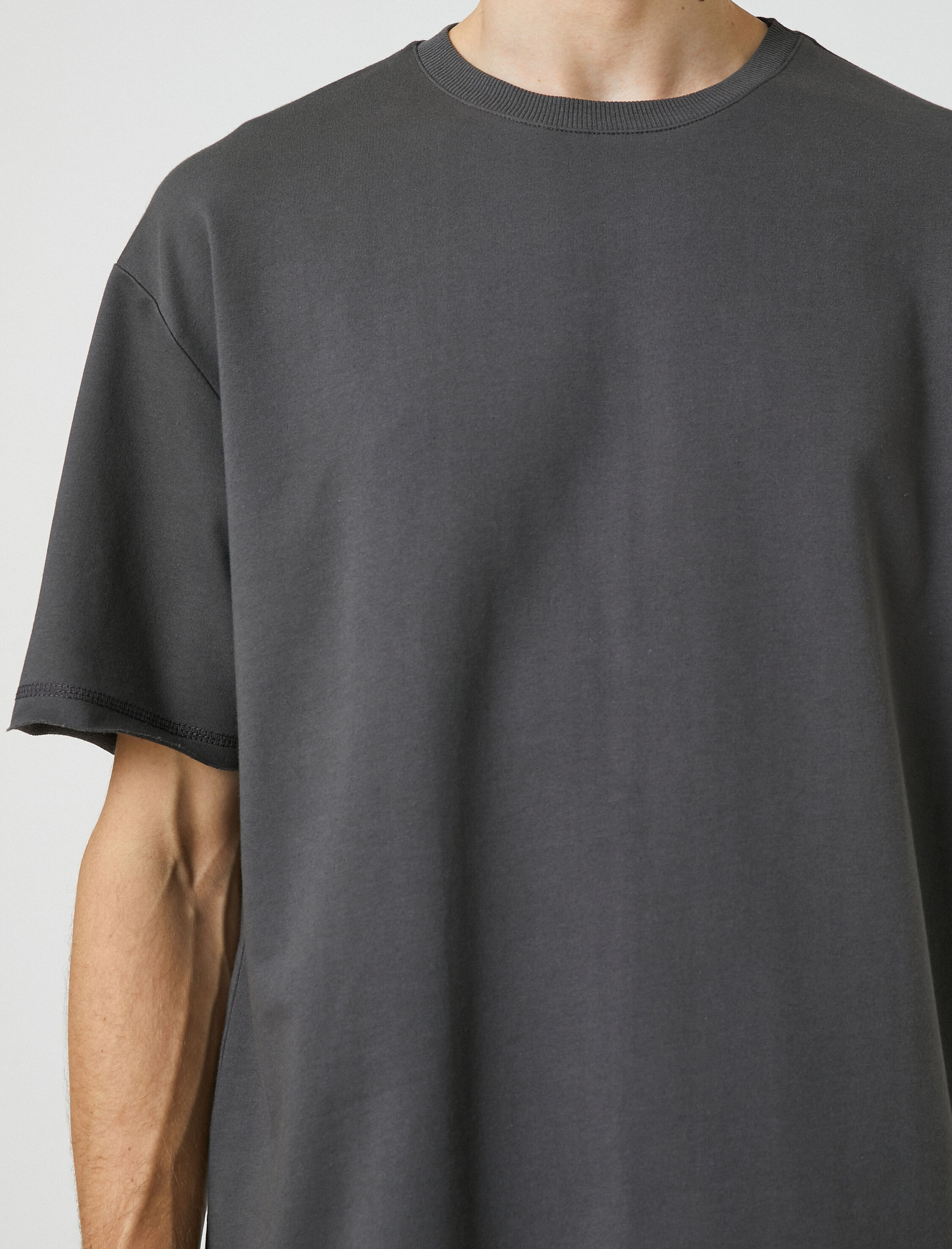   Basic Oversize Tişört Bisiklet Yaka Kısa Kollu