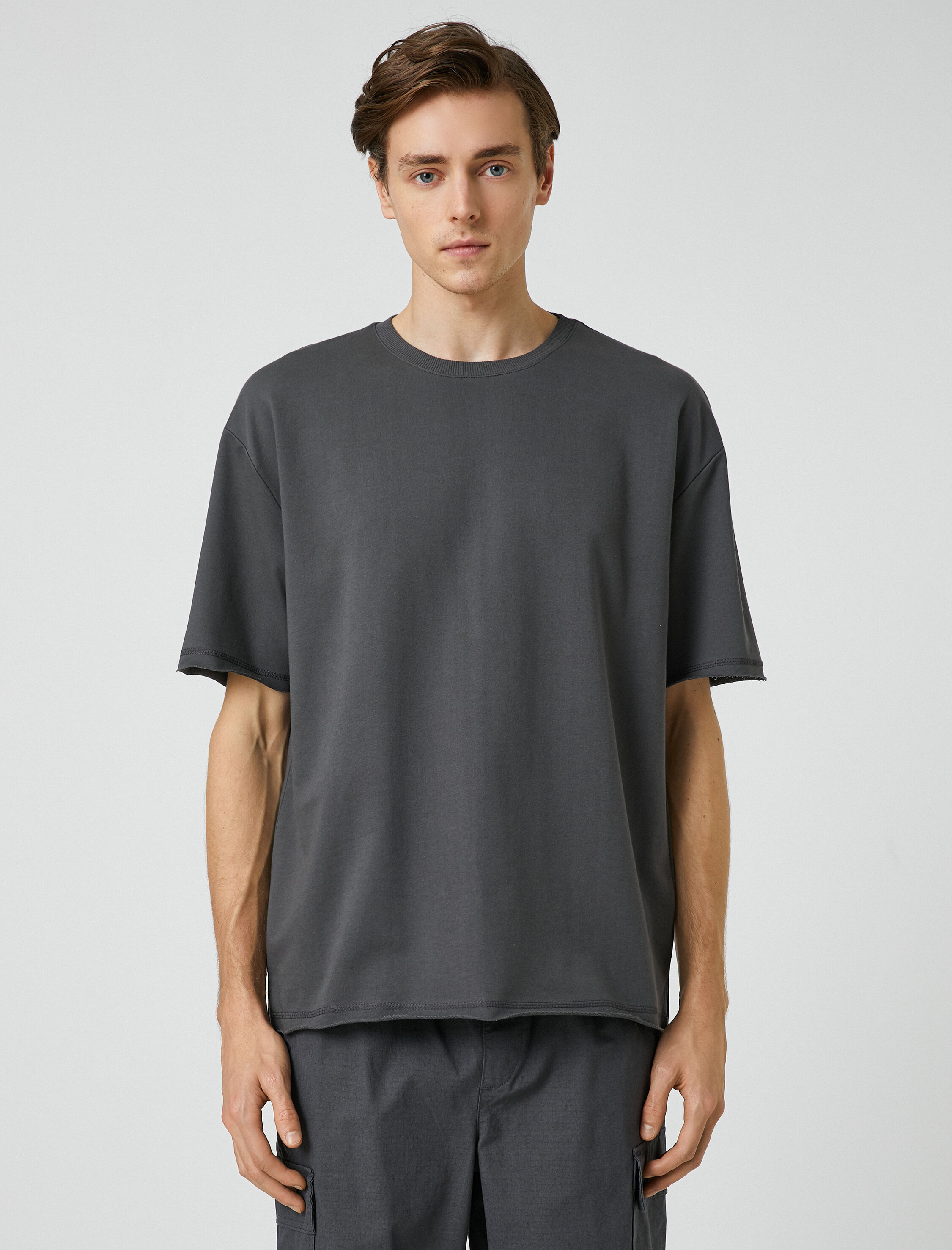   Basic Oversize Tişört Bisiklet Yaka Kısa Kollu