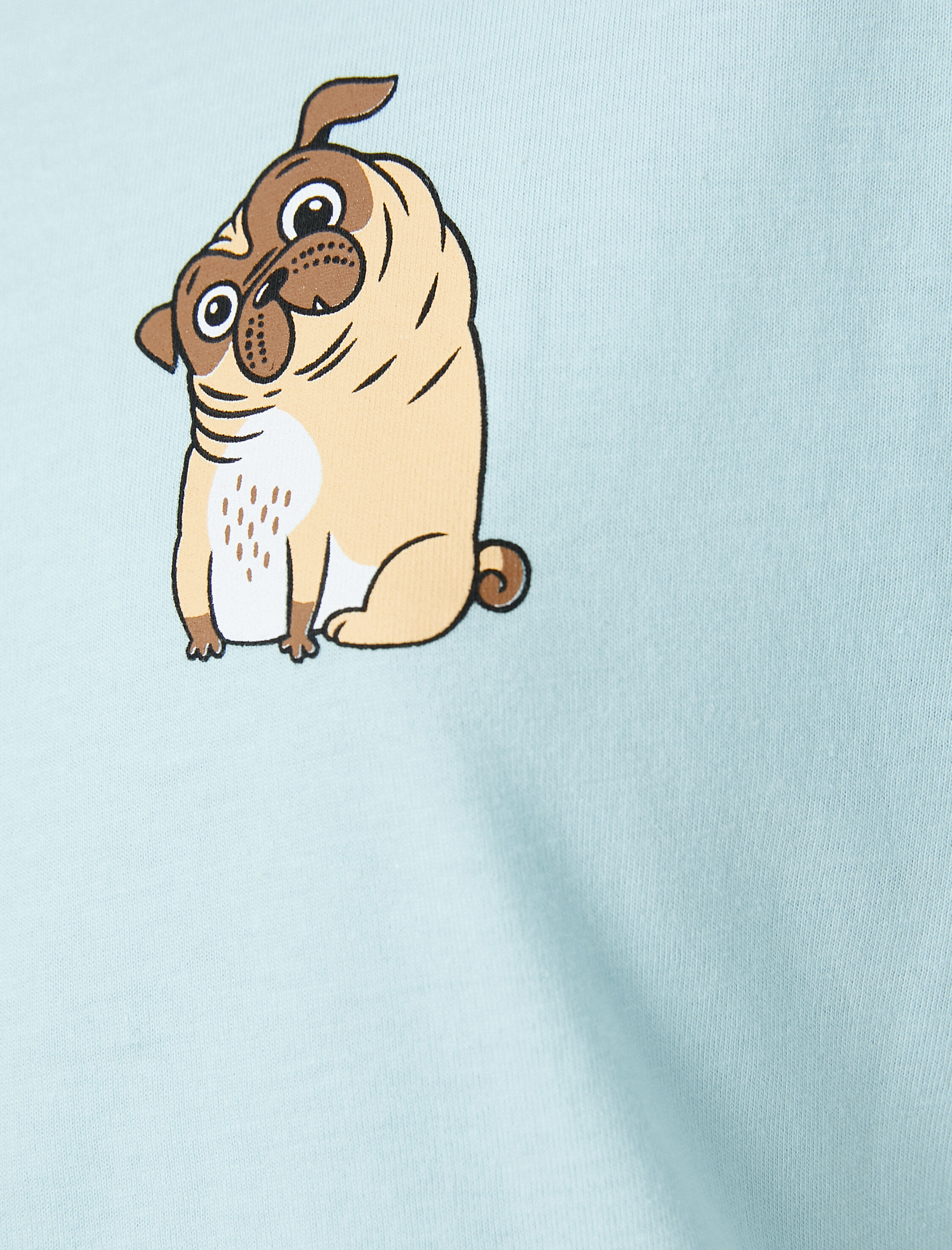   Kapüşonlu Tişört Pamuklu Kısa Kollu Köpek Baskılı