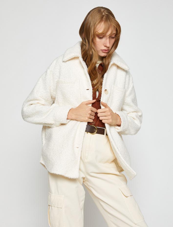  Peluş Gömlek Ceket Cepli