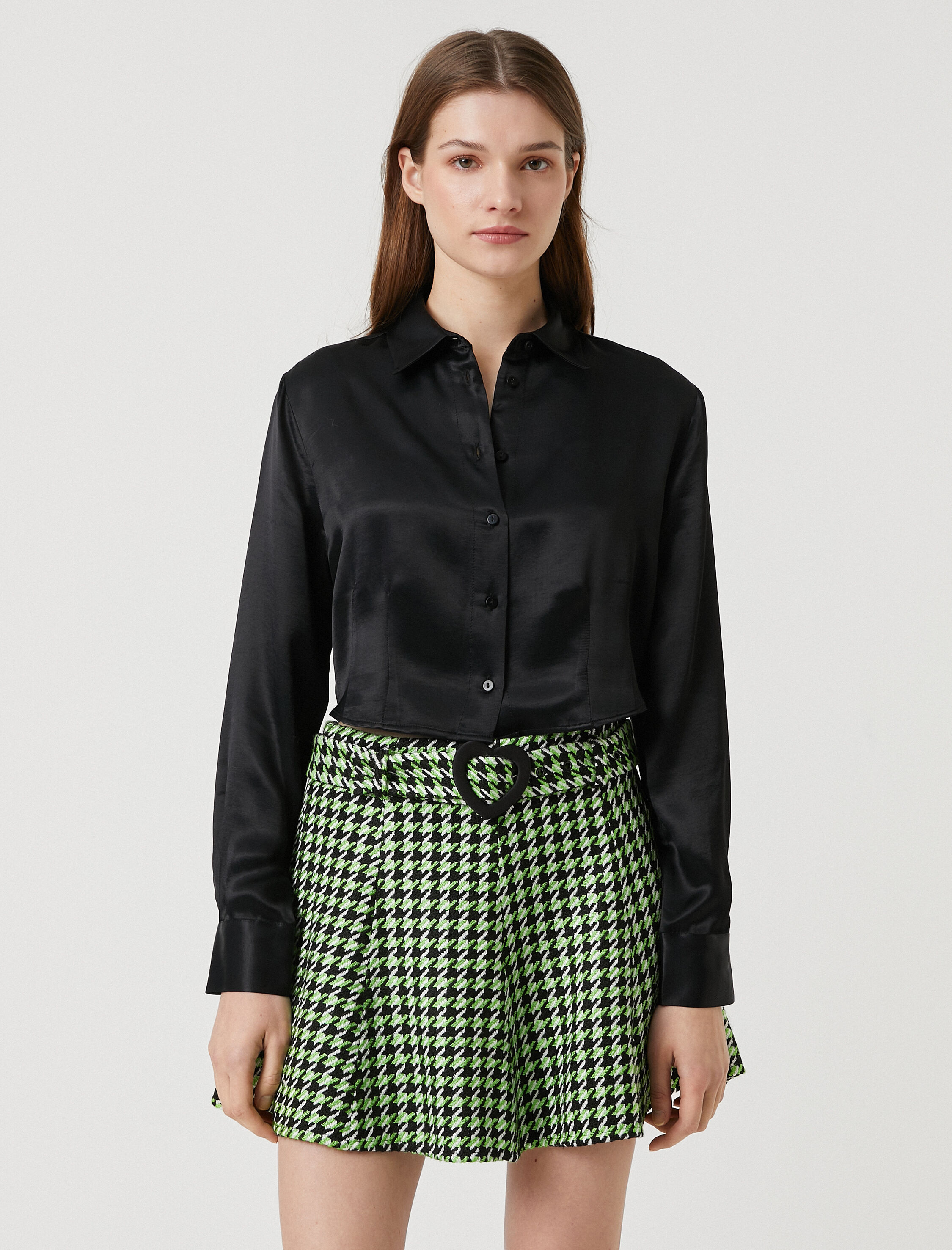   Dikiş Detaylı Crop Gömlek