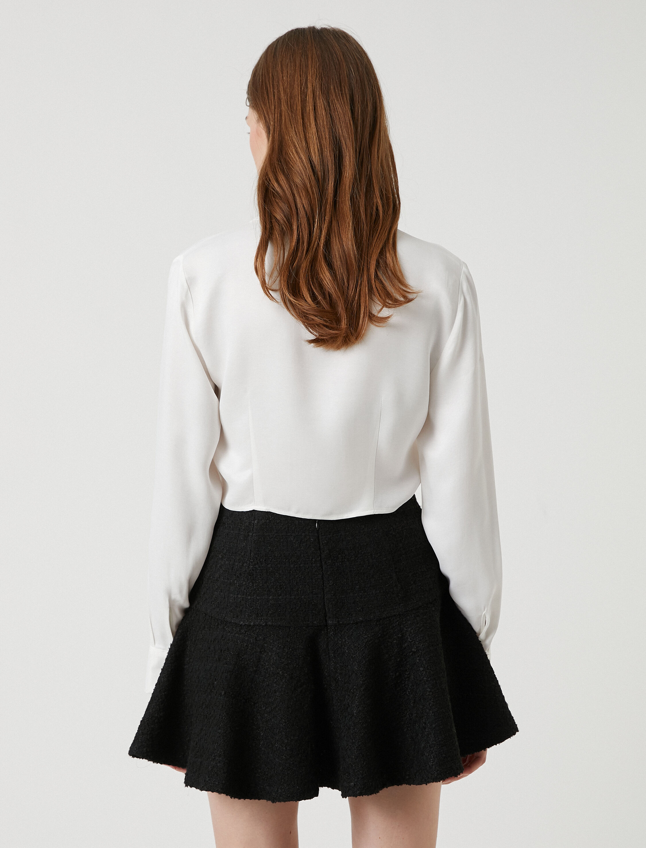   Dikiş Detaylı Crop Gömlek