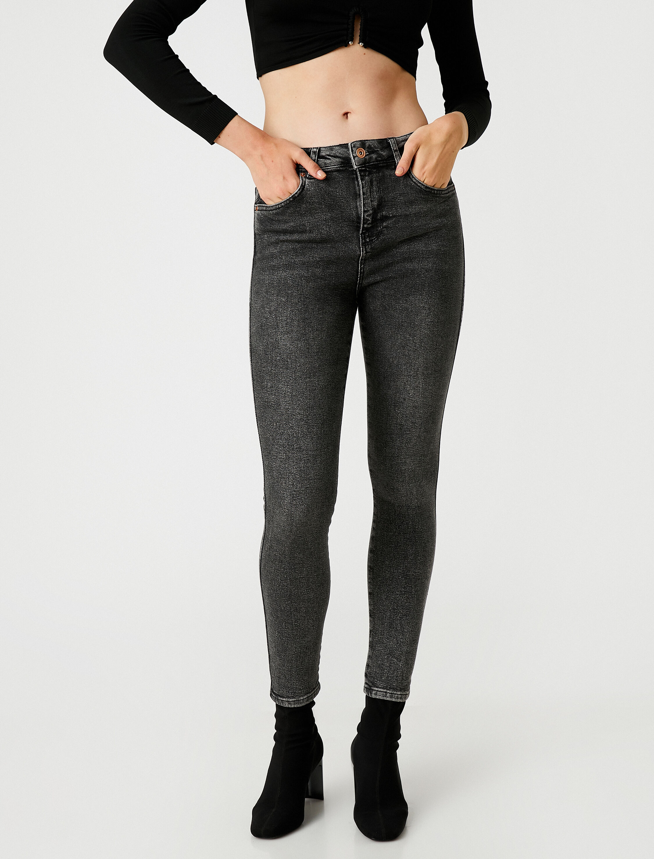   Kot Pantolon Dar Kesim Yüksek Bel Dar Paça - Carmen Jean