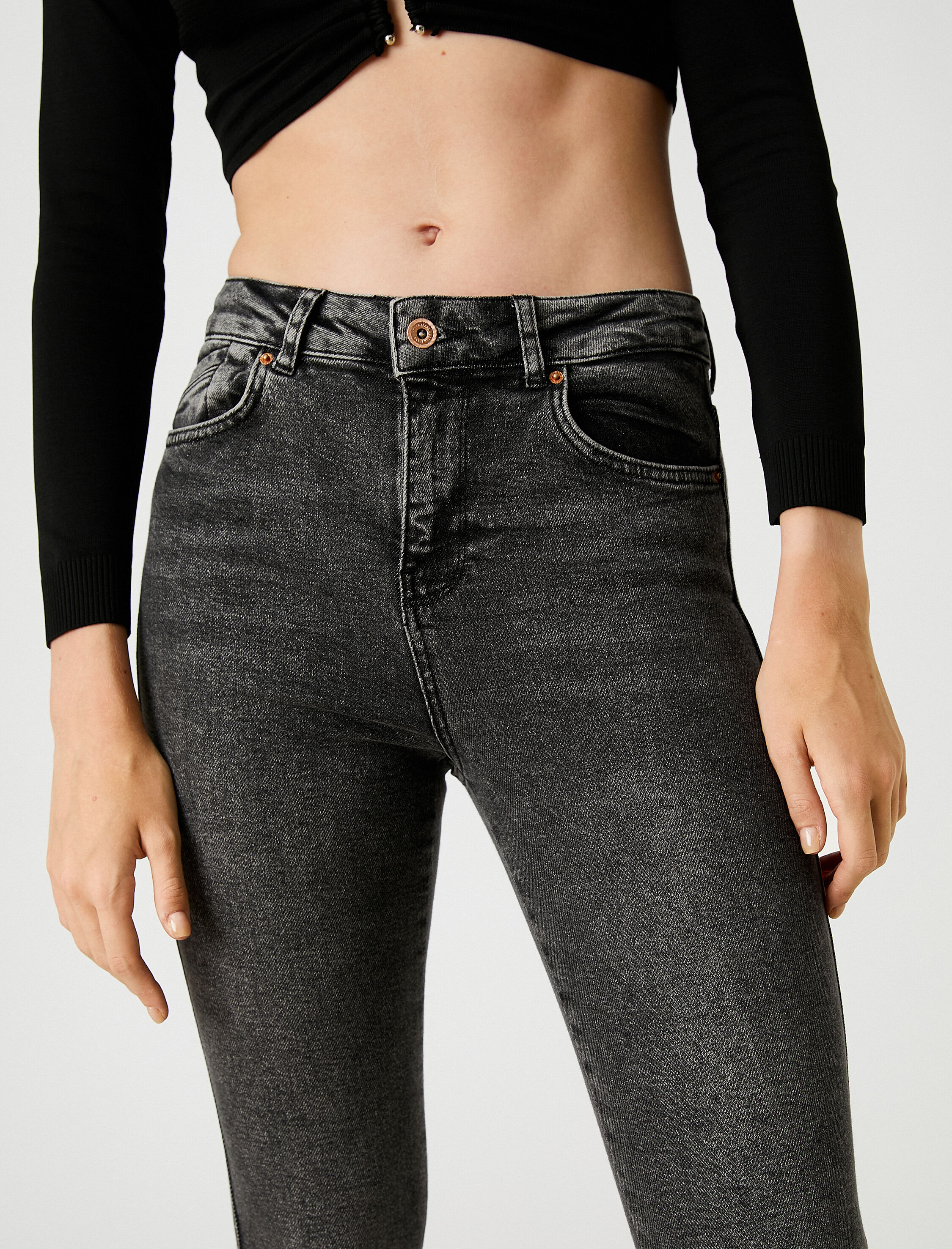   Kot Pantolon Dar Kesim Yüksek Bel Dar Paça - Carmen Jean