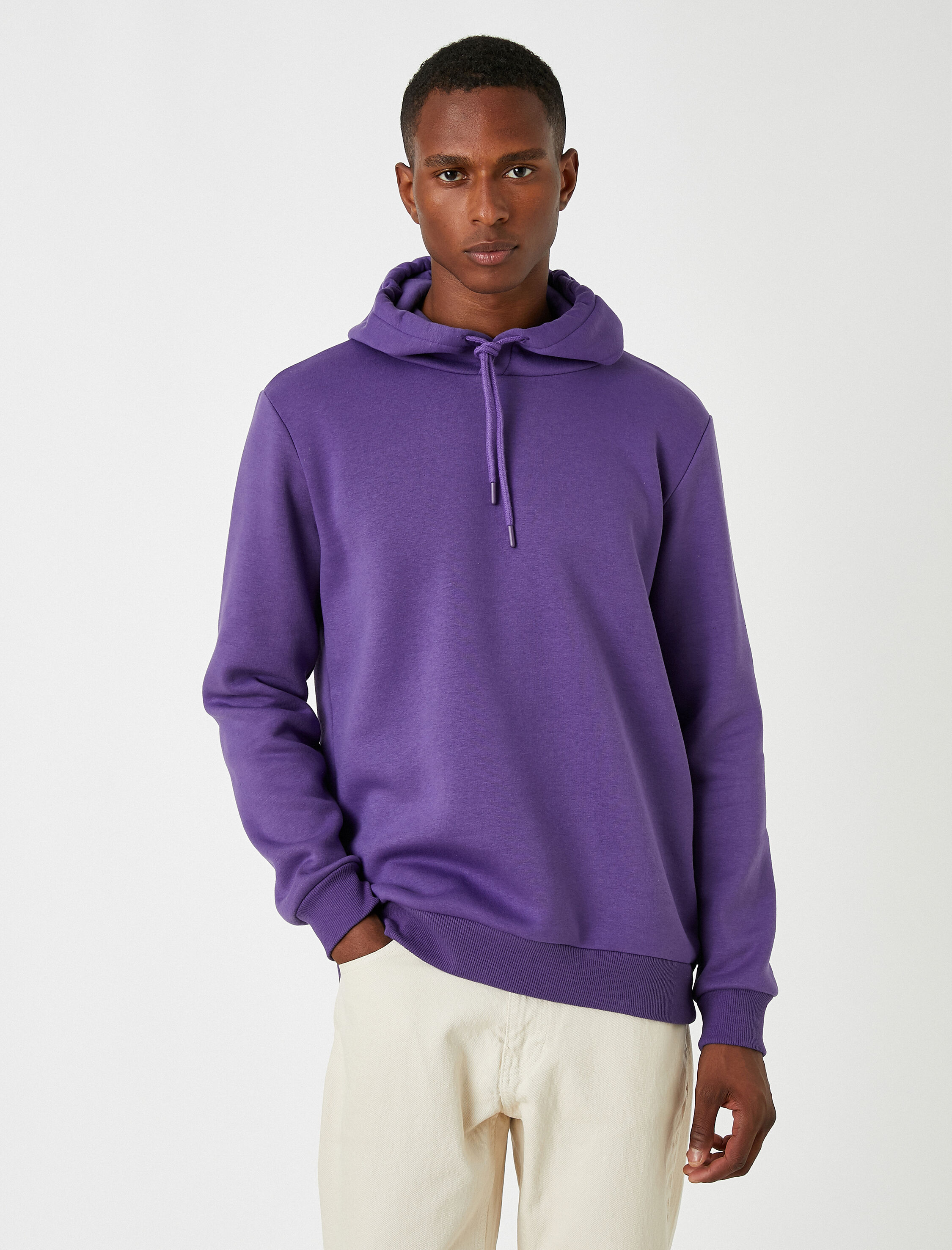   Basic Kapşonlu Sweatshirt Şardonlu