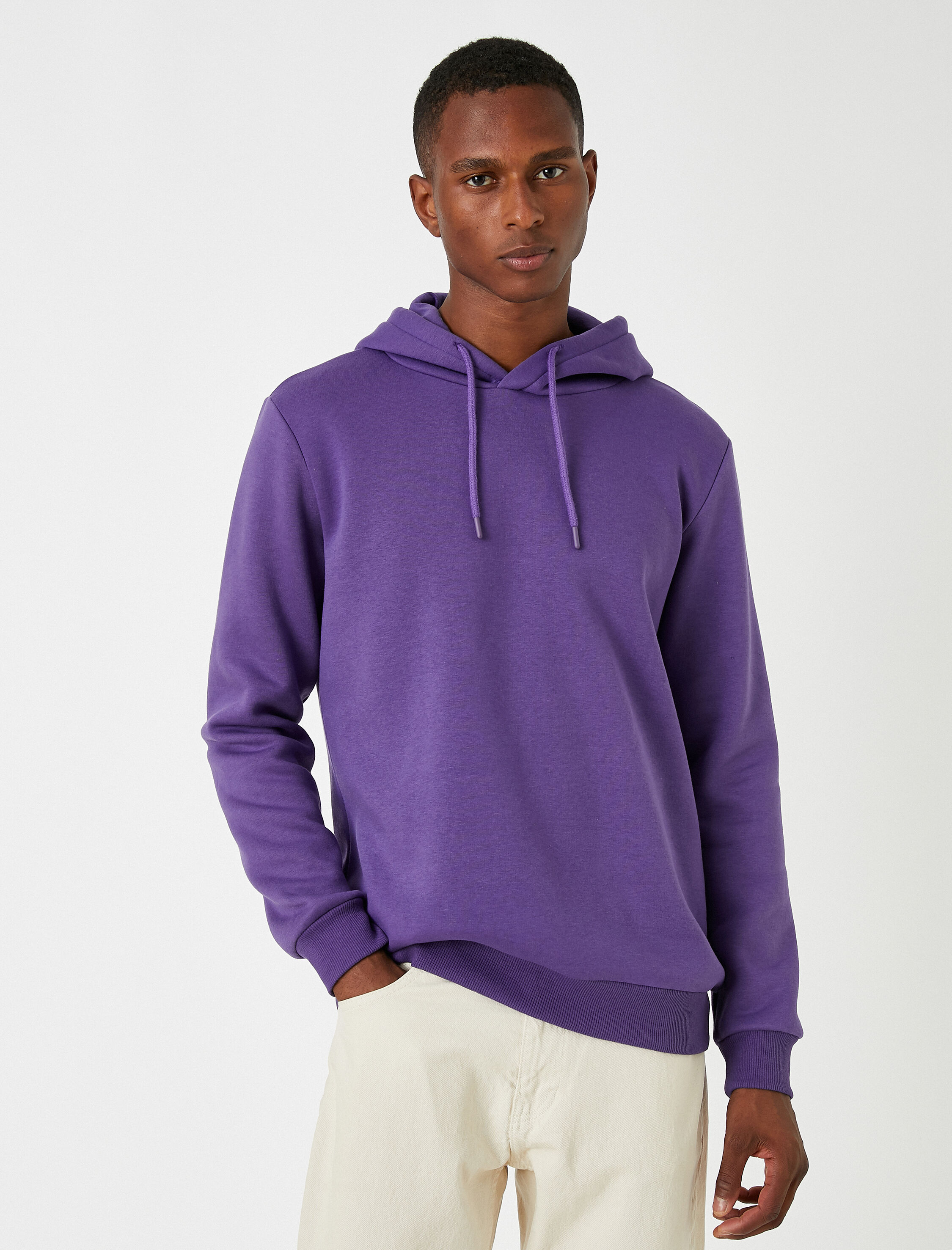   Basic Kapşonlu Sweatshirt Şardonlu