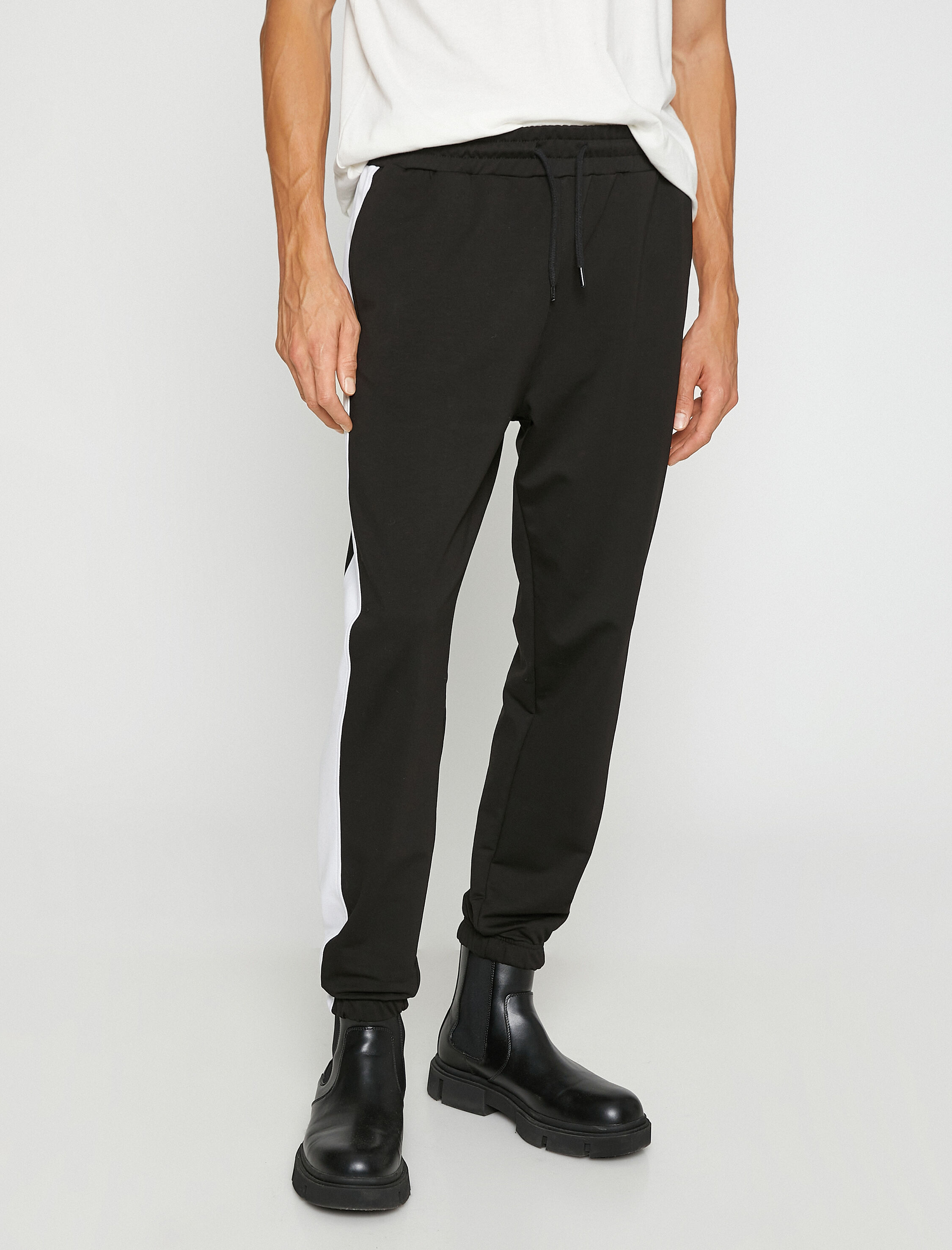 Basic Eşofman Altı Jogger Beli Bağcıklı Renk Bloklu