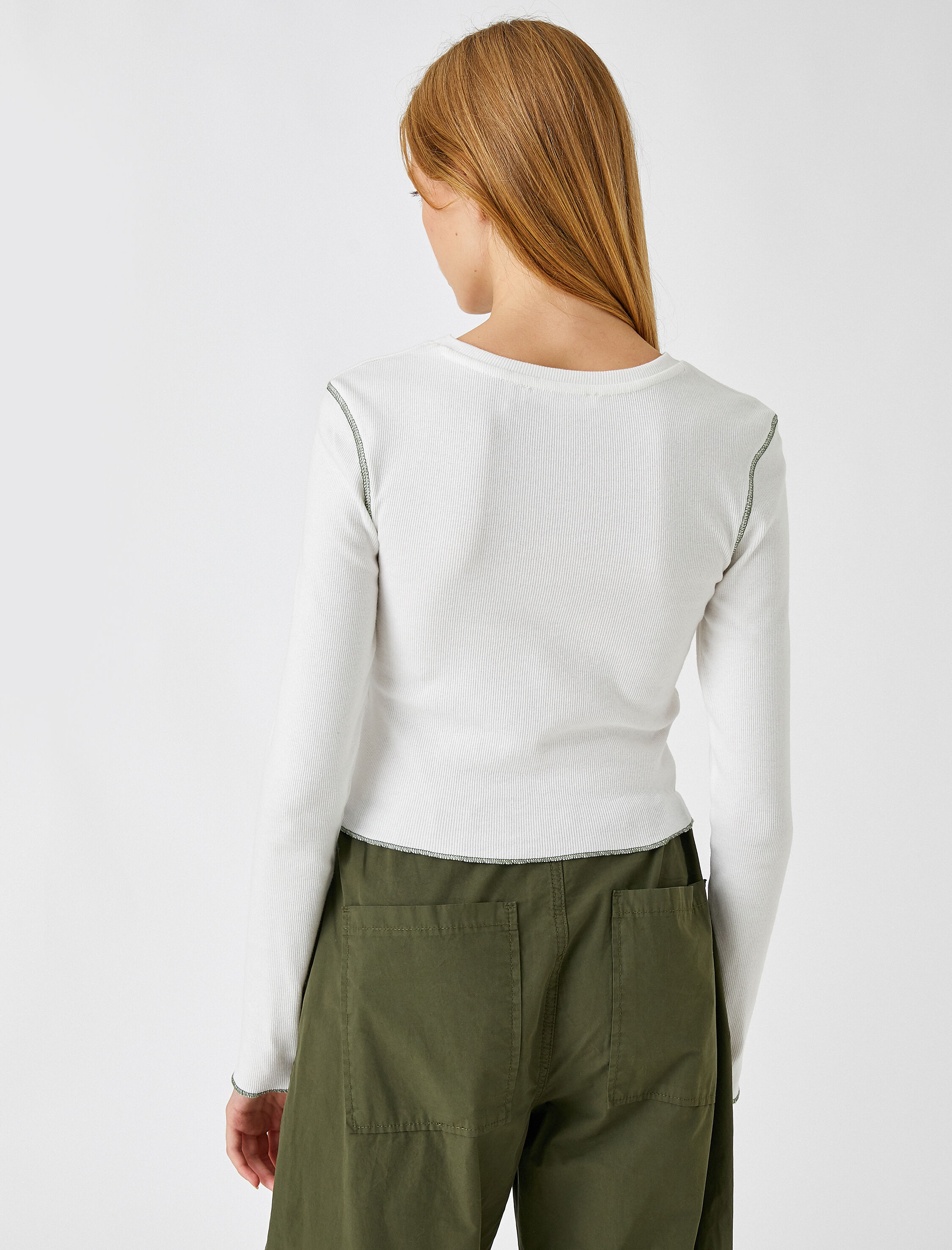   Uzun Kollu Tişört Crop Baskılı