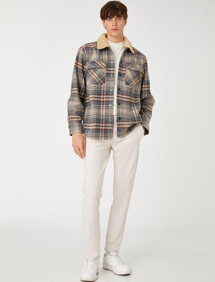  Basic Chino Pantolon Düğmeli Cep Detaylı