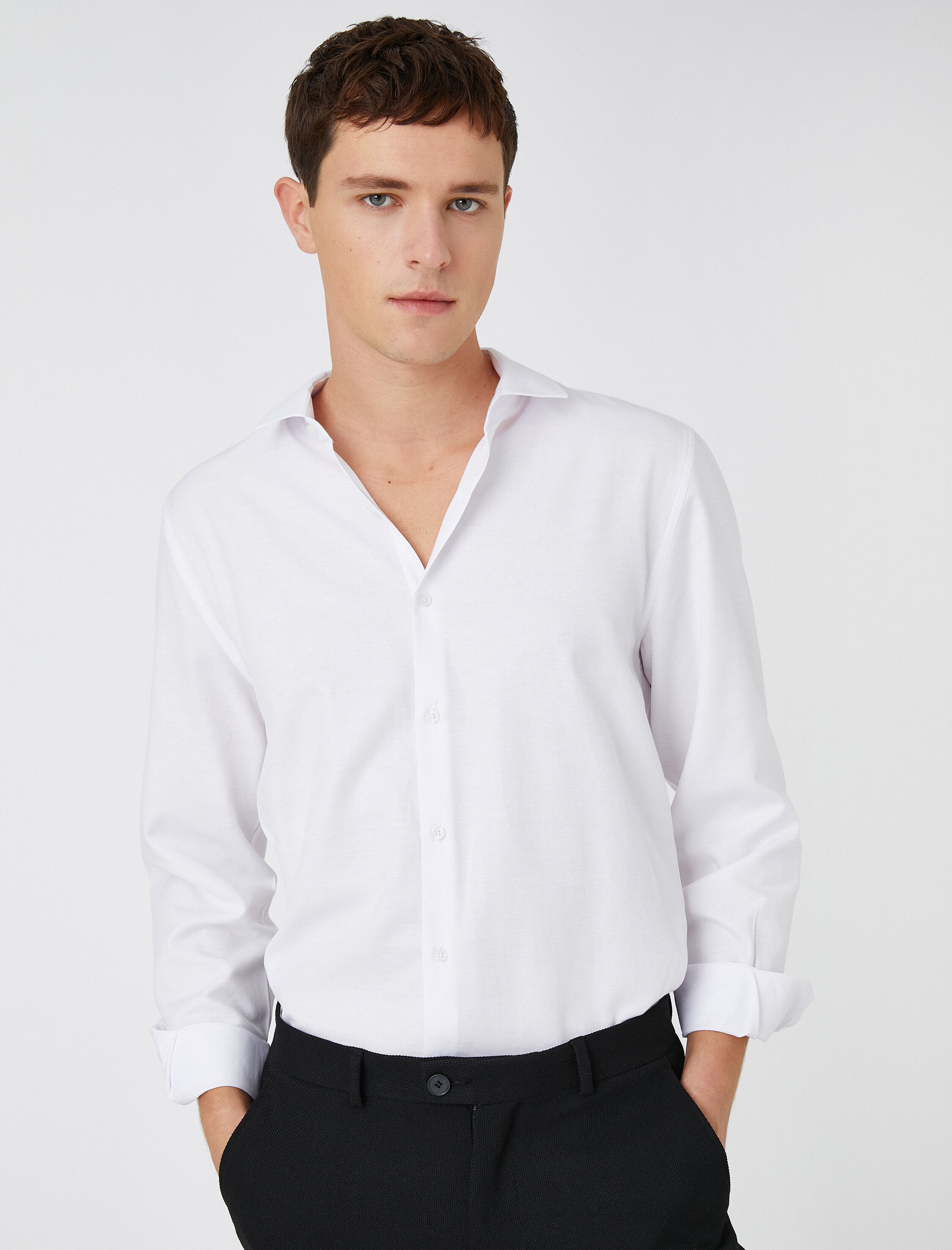   Basic Gömlek Klasik Manşet Yaka Uzun Kollu Non Iron