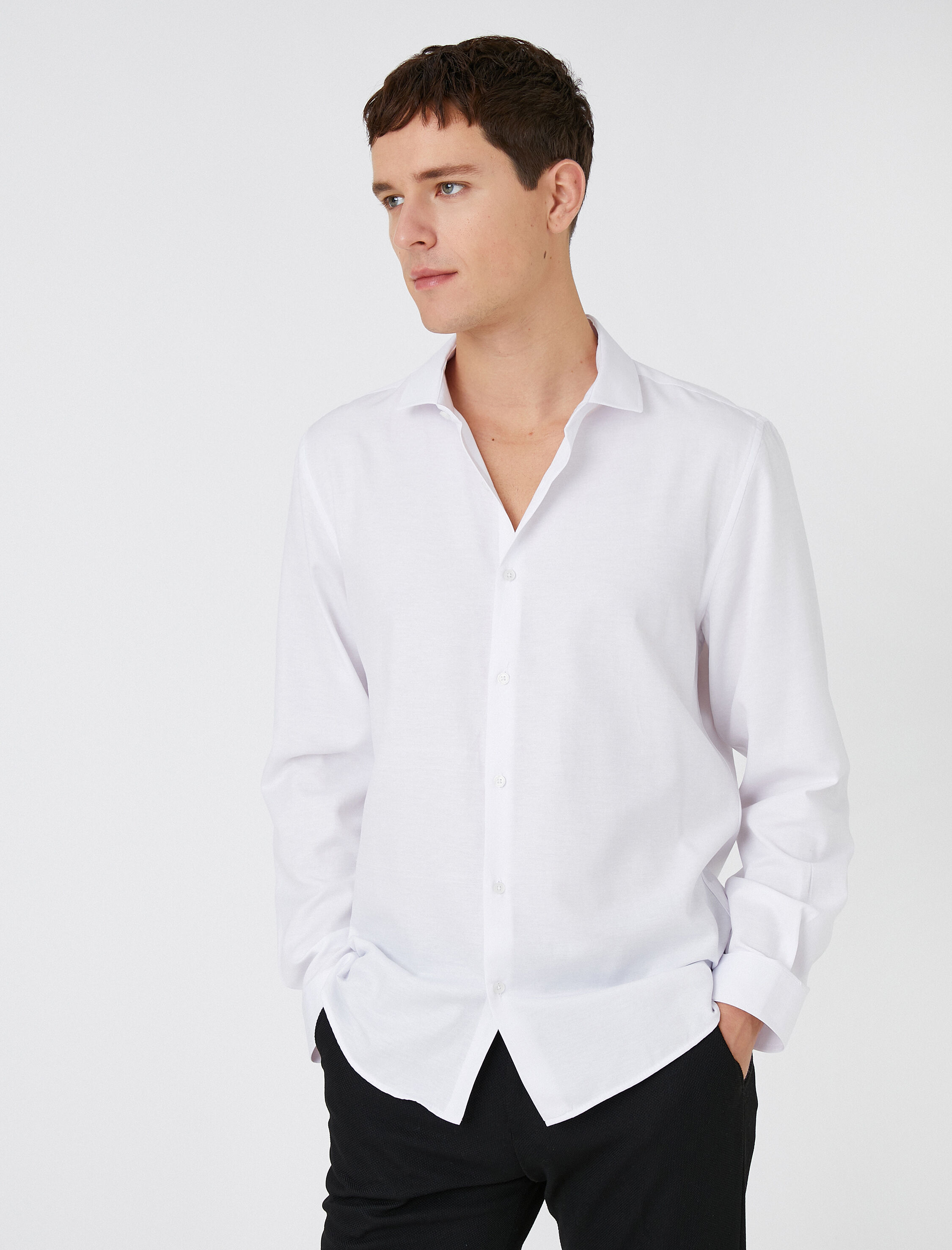   Basic Gömlek Klasik Manşet Yaka Uzun Kollu Non Iron