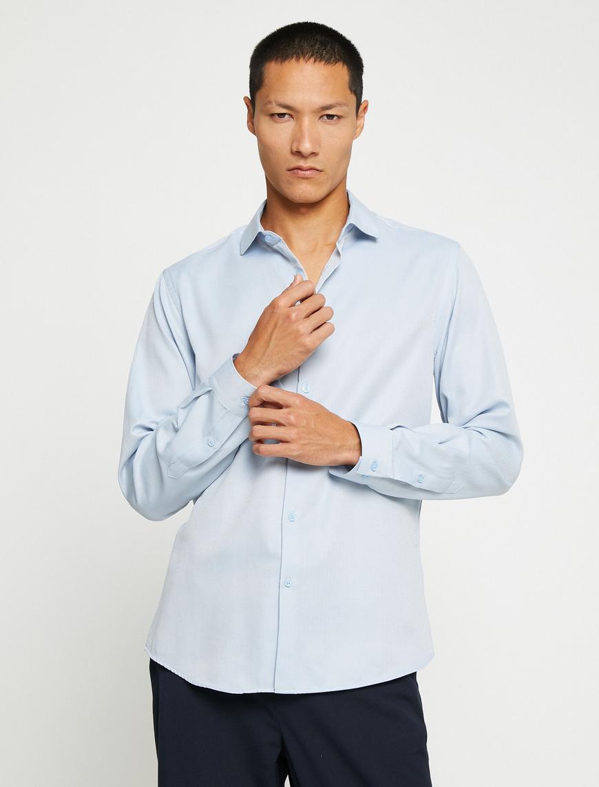   Basic Gömlek Klasik Manşet Yaka Uzun Kollu Non Iron